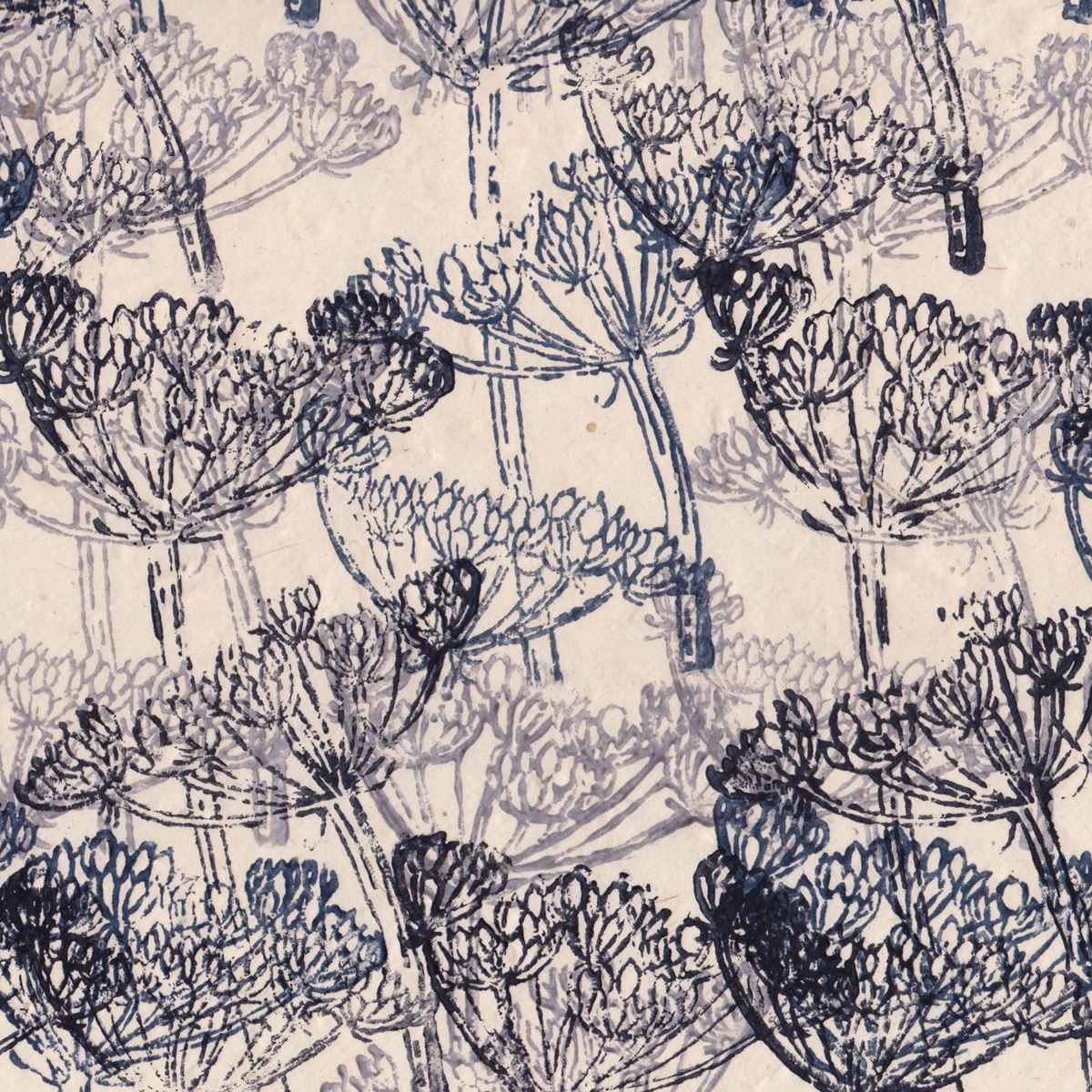 LAMALI Decorative Lokta Paper, 20 in x 30 in, Anise Flowers, Ombre, 3-Color Woodblock