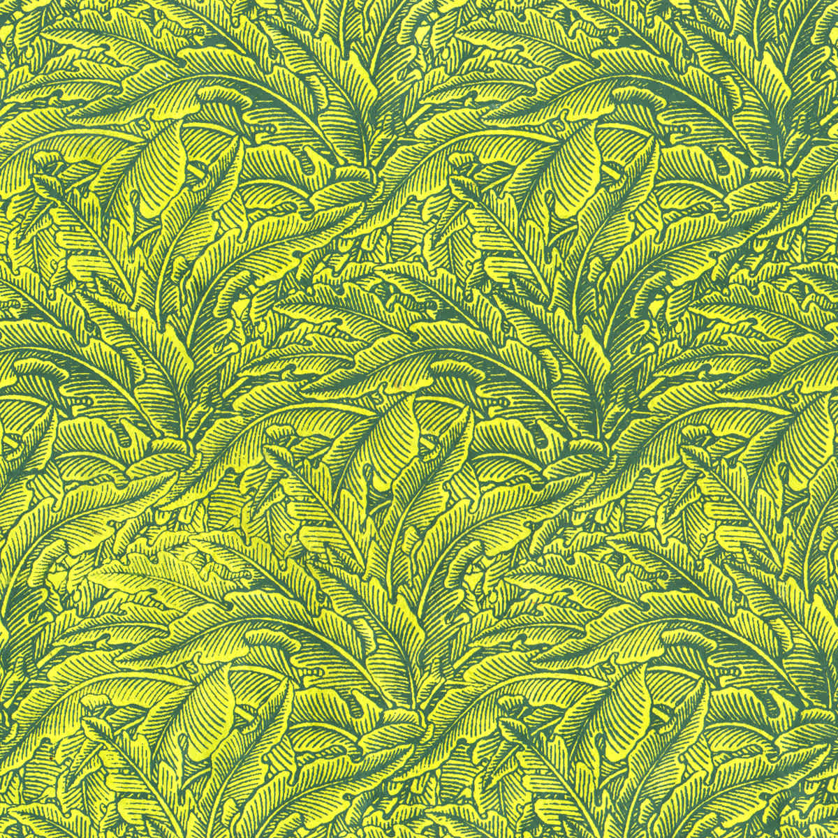 LAMALI Decorative Lokta Paper, 20 in x 30 in, Greenery Small, Yellow, Avocado Silkscreen