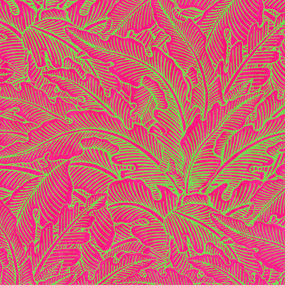 LAMALI Decorative Lokta Paper, 20 in x 30 in, Greenery Medium, Fuchsia, Electric Green Silkscreen