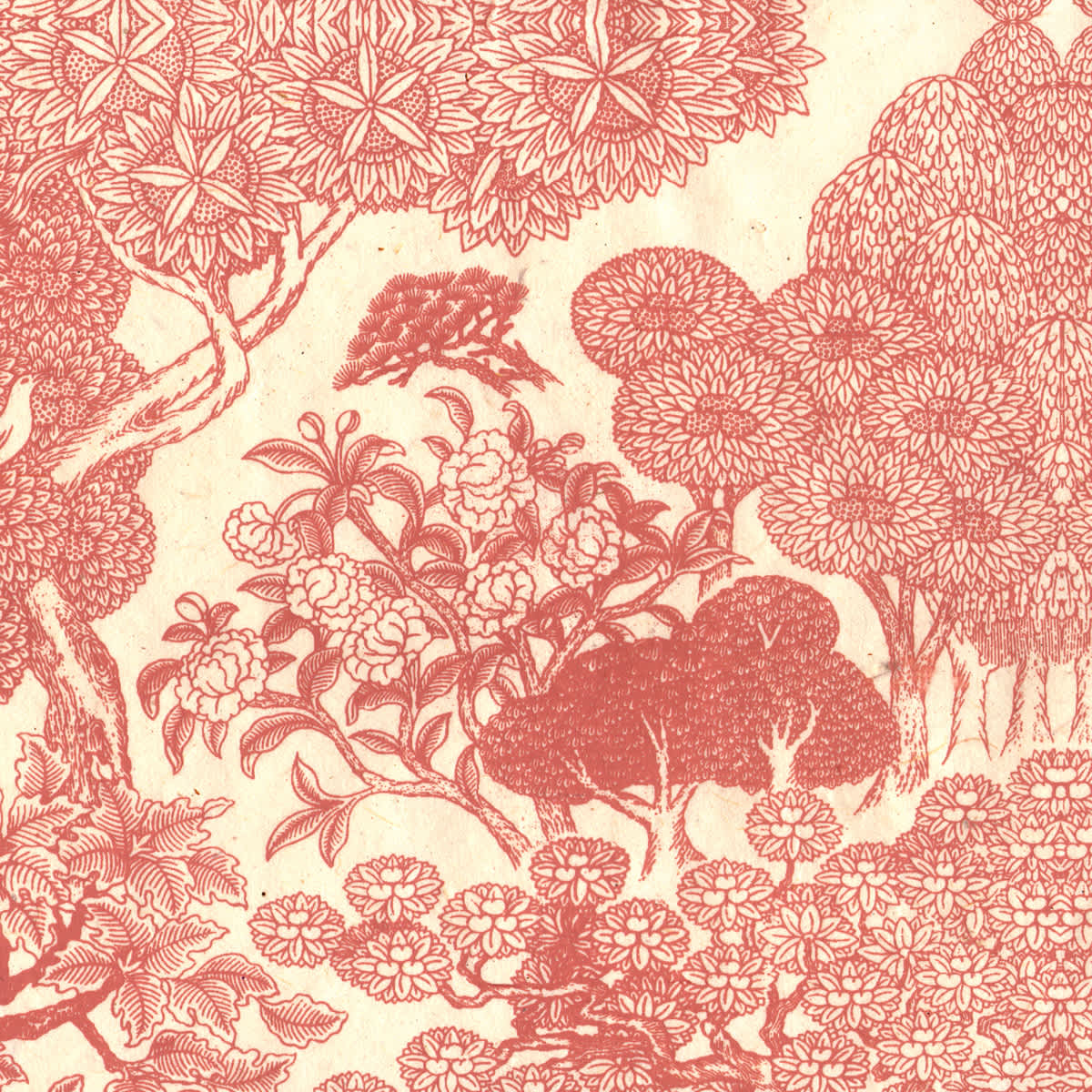 LAMALI Decorative Lokta Paper, 20 in x 30 in, Kongpo, Cream, Peach Silkscreen