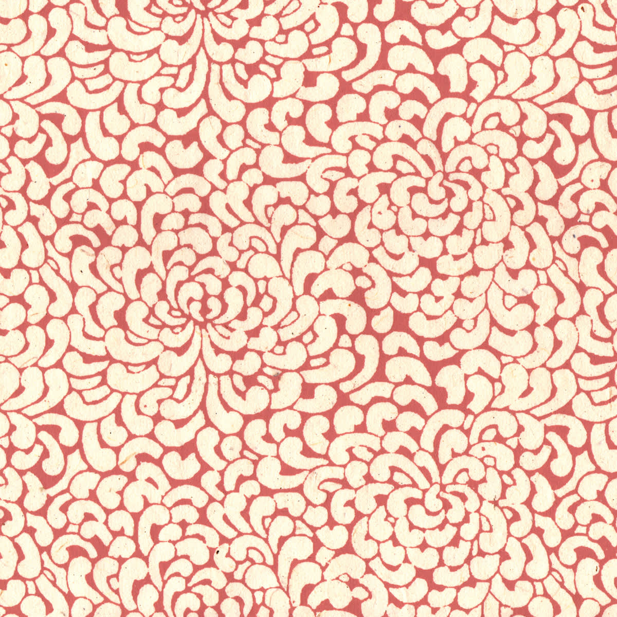 LAMALI Decorative Lokta Paper, 20 in x 30 in, Kikou, White, Peach Silkscreen