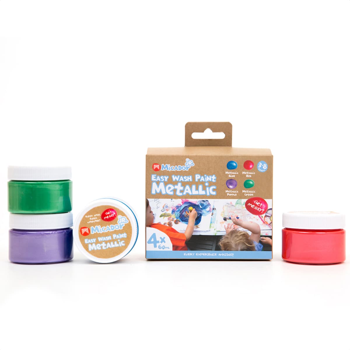 Easy Wash Paint Sets 4-Color Metallic Set - 60ml Jars