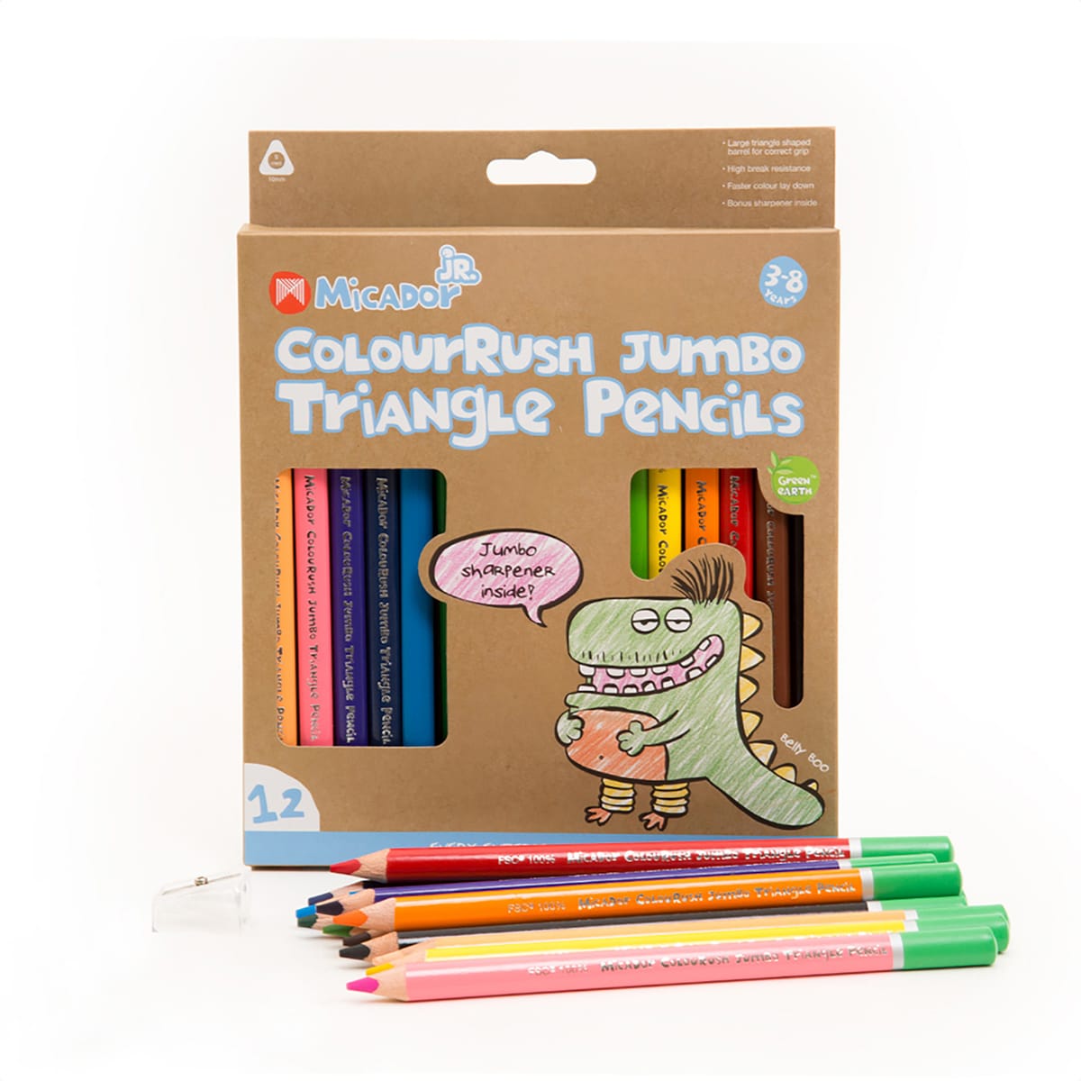 ColouRush Jumbo Triangle Pencils 12-Color Pack 12-Color Pack