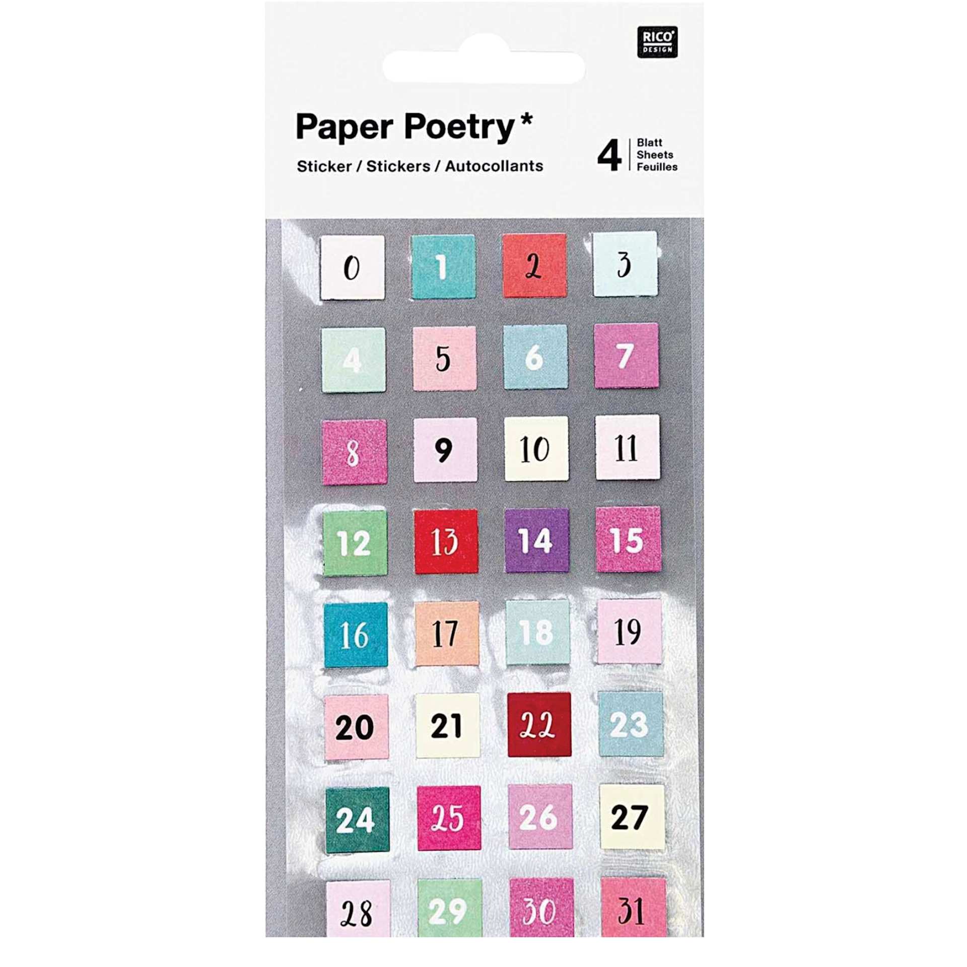 Sticker Sheet Sets Numbers 0-31 - 4 Shts./Pkg.