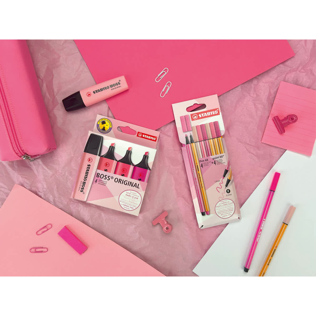 BOSS ORIGINAL Highlighters Sets 4-Piece BOSS ORIGINAL Pink Shades Set (Pink Blush, Pastel Cherry Blossom Pink, Pink & Lilac)