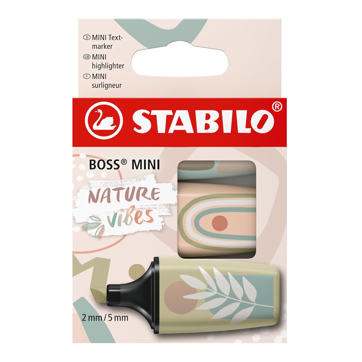 BOSS Mini Naturevibes Highlighter Set 3-Color Set (Mud Green, Earth Green, Sienna, Beige)