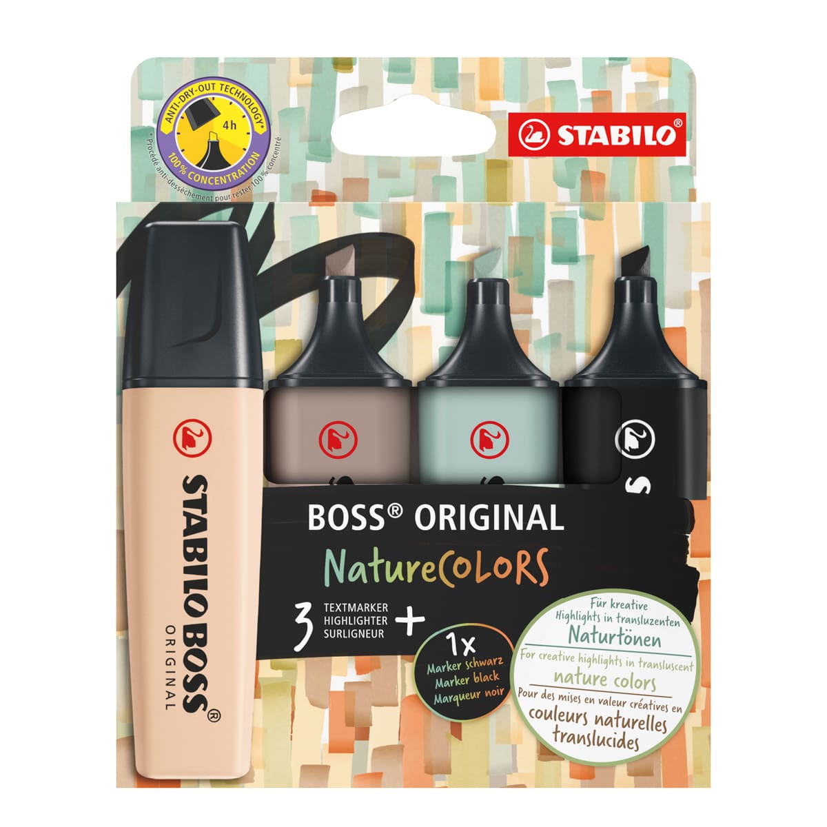 BOSS ORIGINAL NatureCOLORS Highlighter Set 4-Piece Wallet Set II (Beige, Warm Grey, Earth Green, Black)