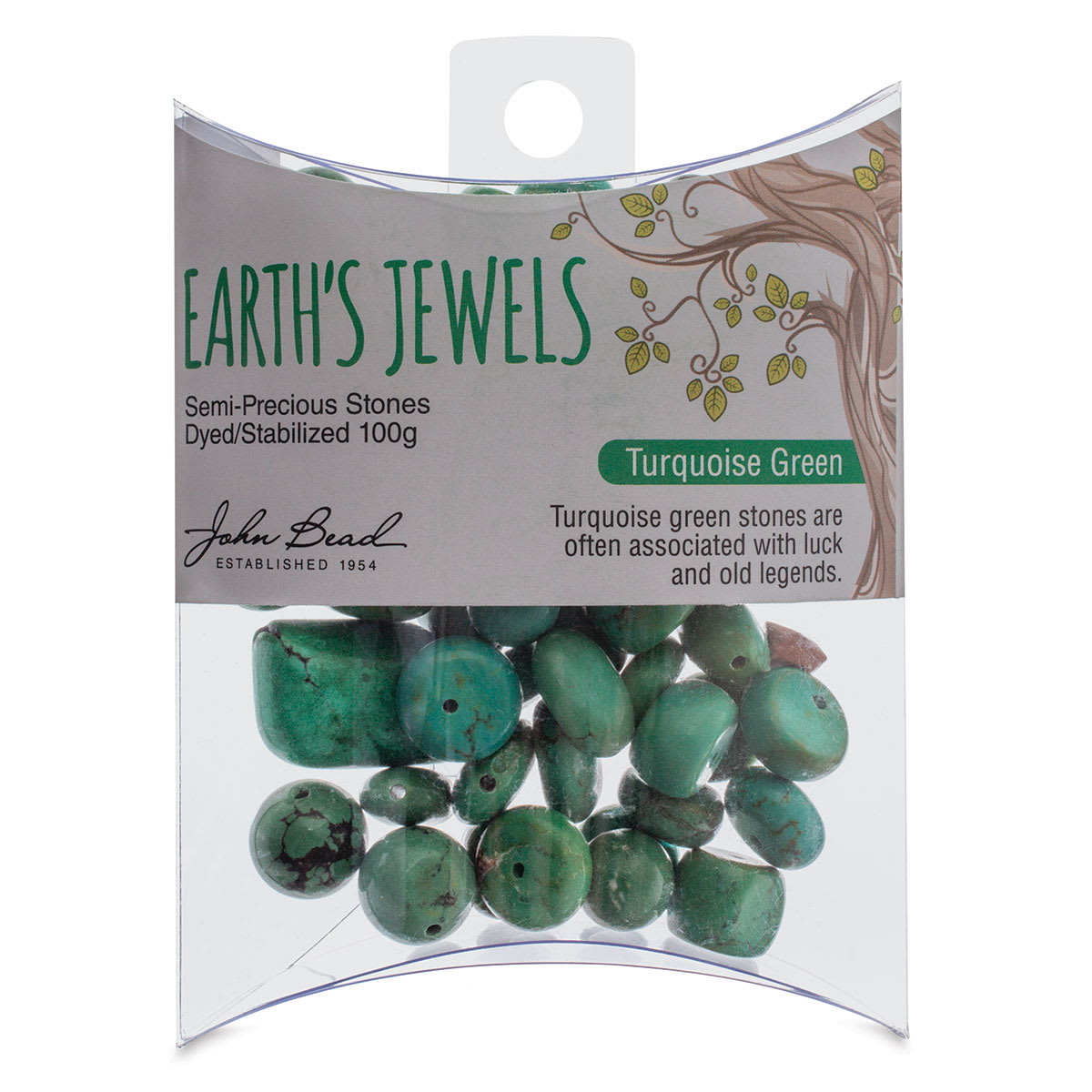 John Bead Earth's Jewels - Front view of package of dyed Turquoise Beads