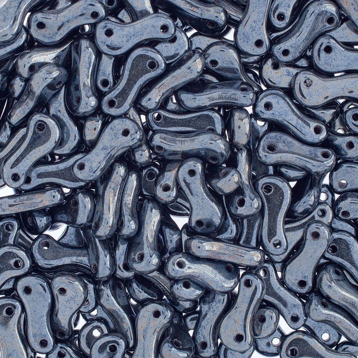 John Bead Czech Link Beads - Loose Glossy Black and Hematite beads