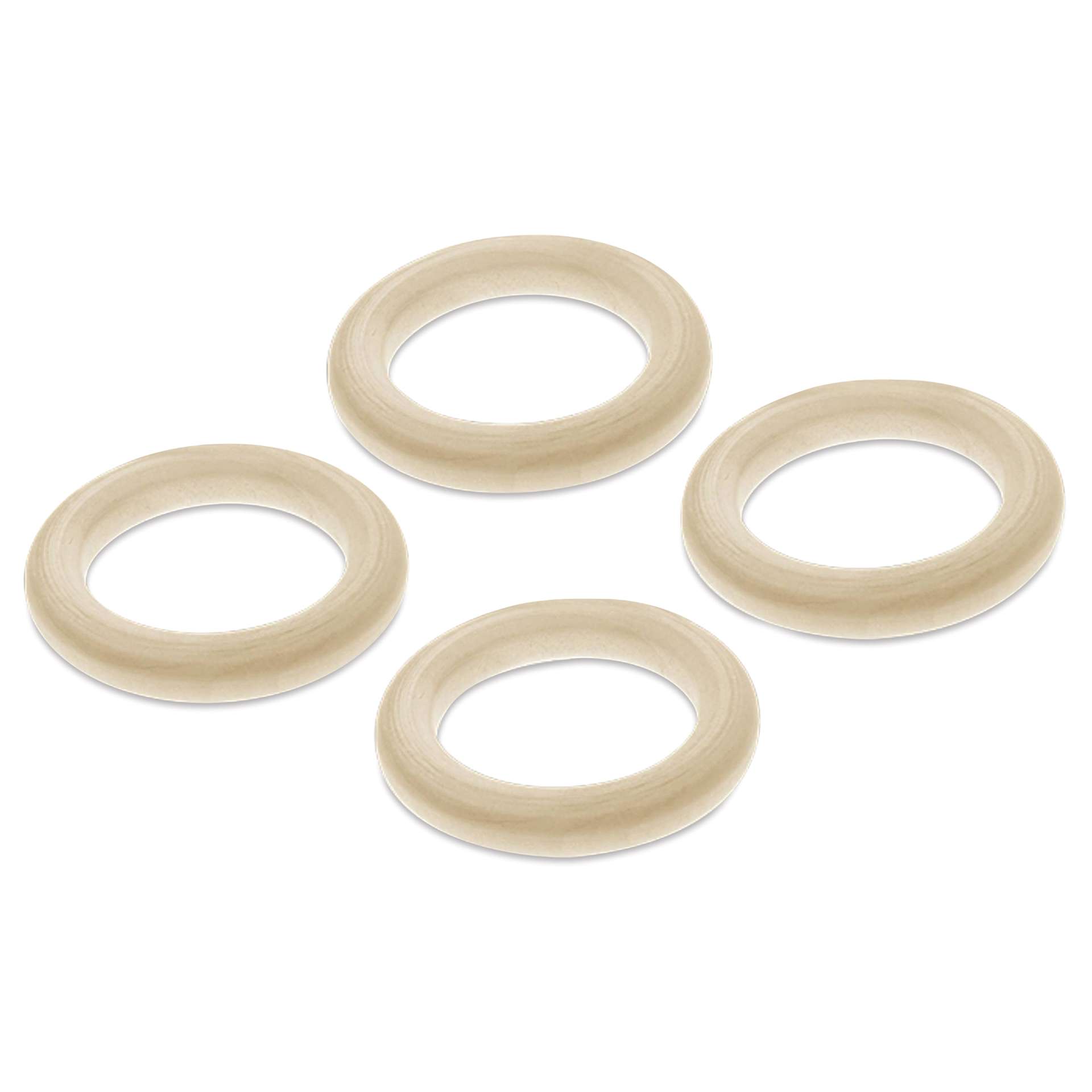 Craft Medley Wood Rings, 4 rings laid out flat