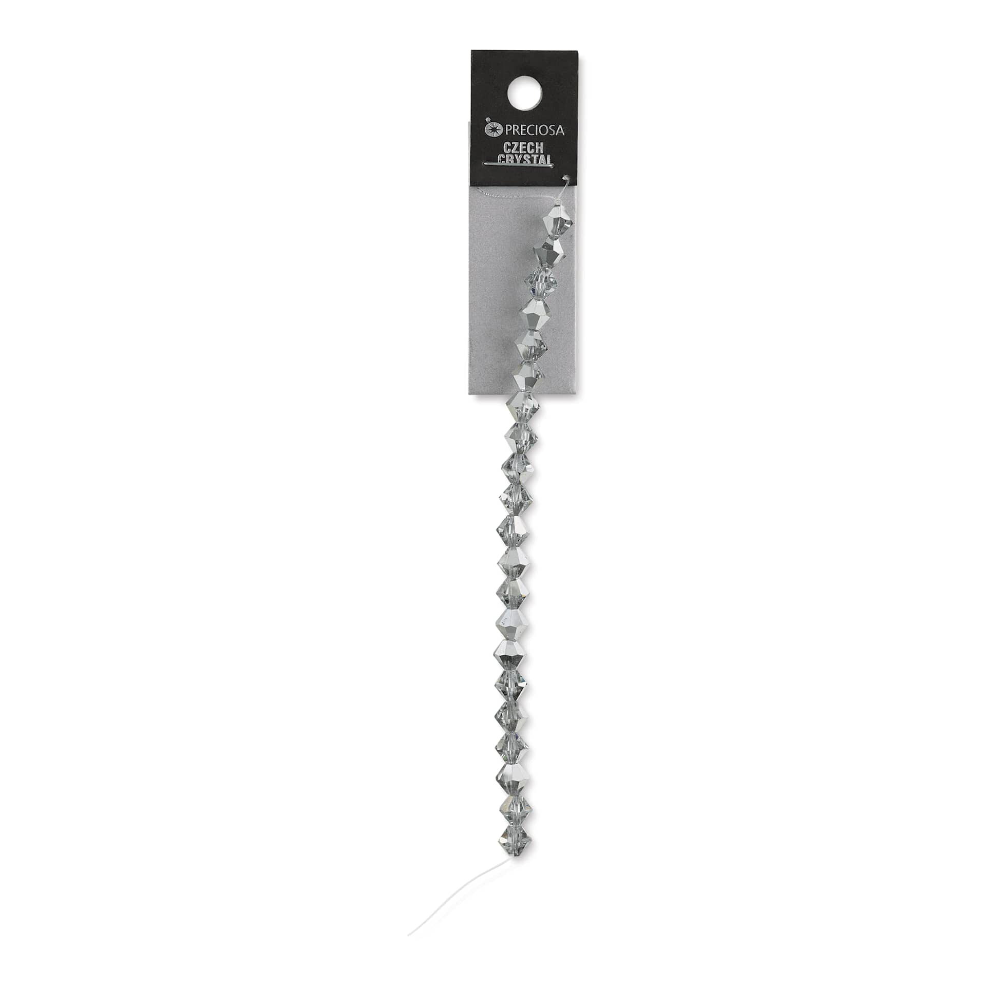 JJohn Bead Preciosa Crystal Beads - Silver, strand of rondell beads