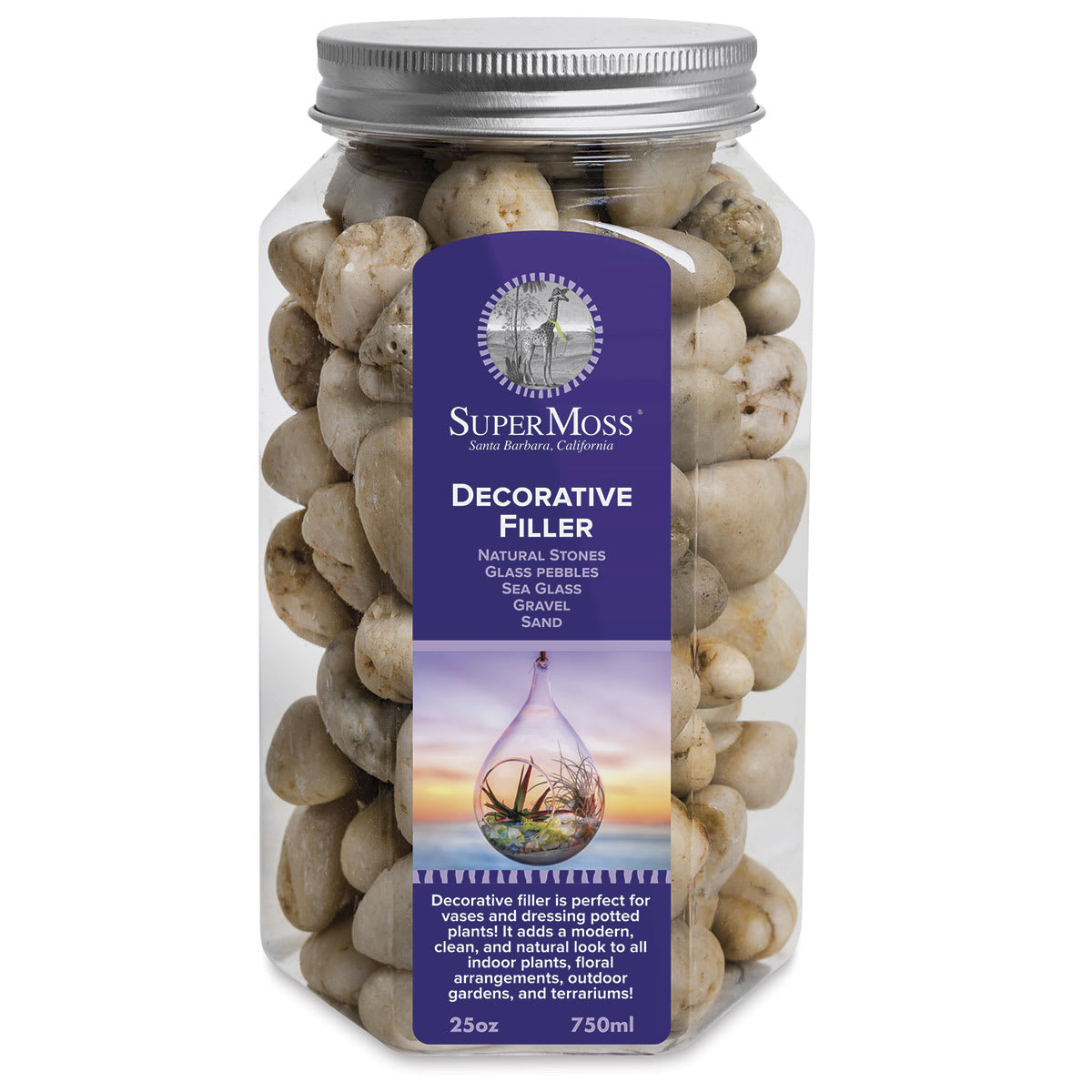 SuperMoss White Decorative Stones - 25 oz in Glass Container