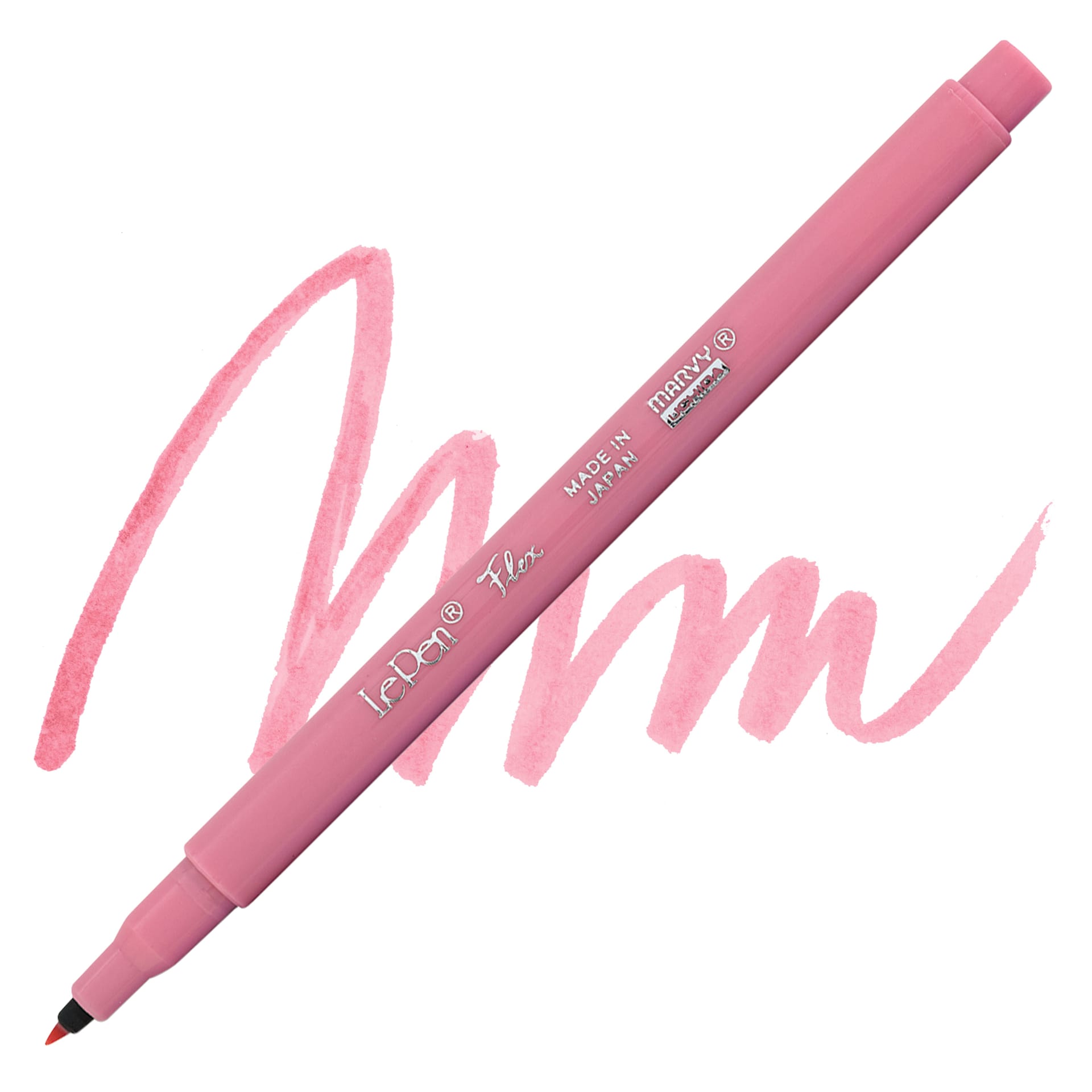 Marvy Uchida LePen Flex Marker - Dusty Pink, swatch and marker