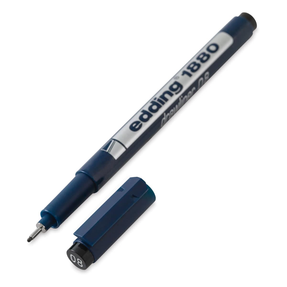 Edding 1880 Drawliner Pen - Black, Style 0.8, 0.8 mm Nib (shown with cap)
