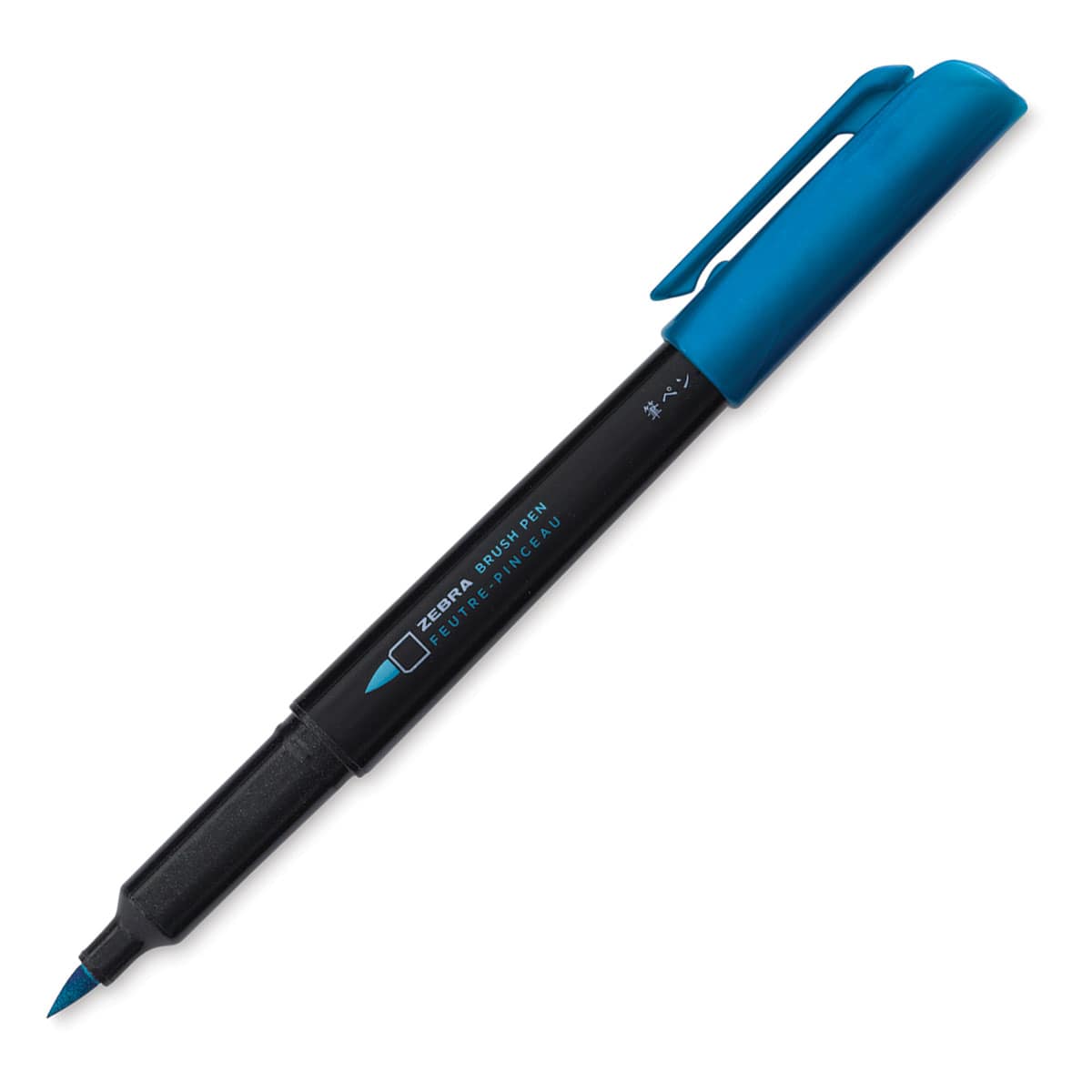 Zebra Metallic Brush Pen - Dark Blue - with cap off