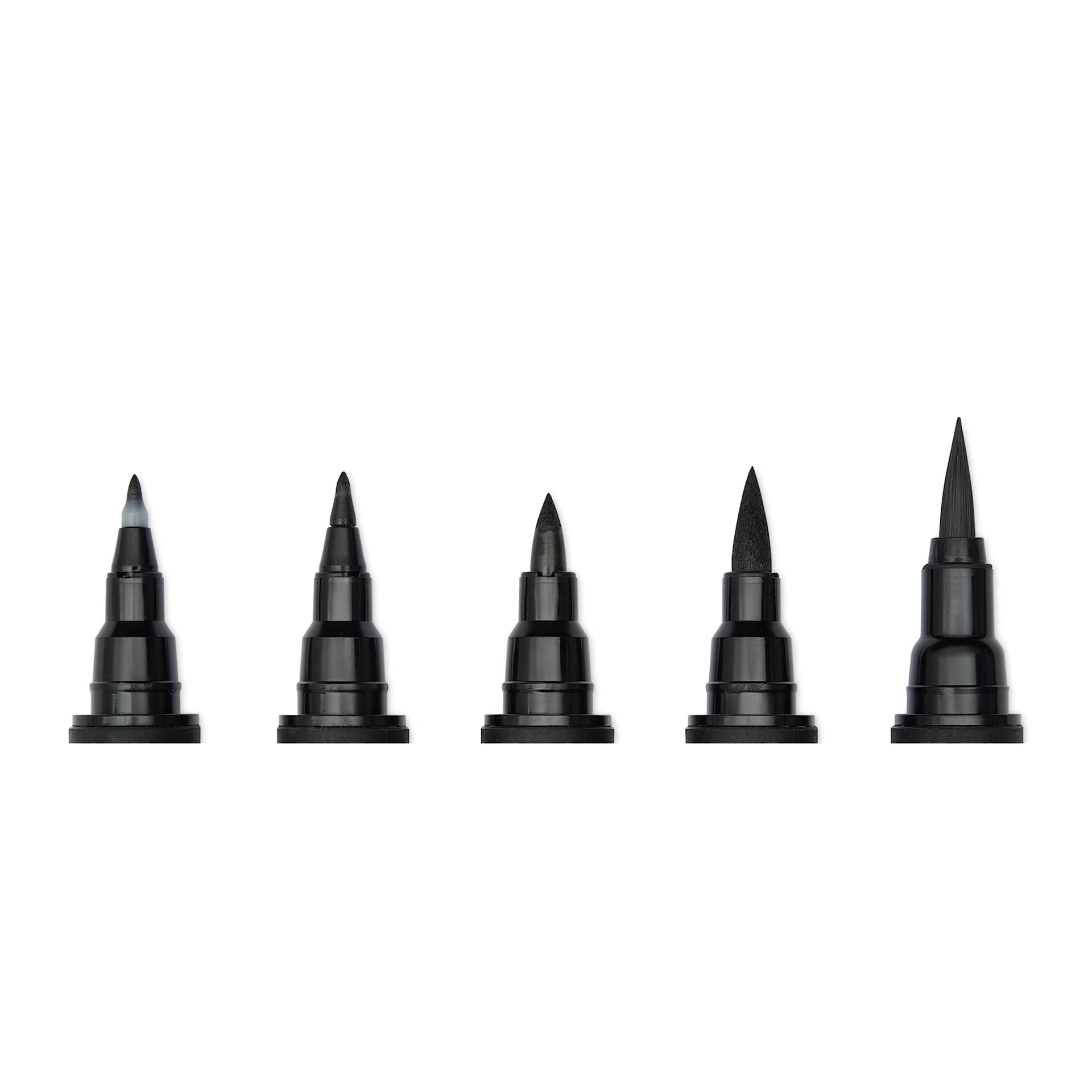 Kuretake Bimoji Fude Pens - Set of 5, close up of nibs