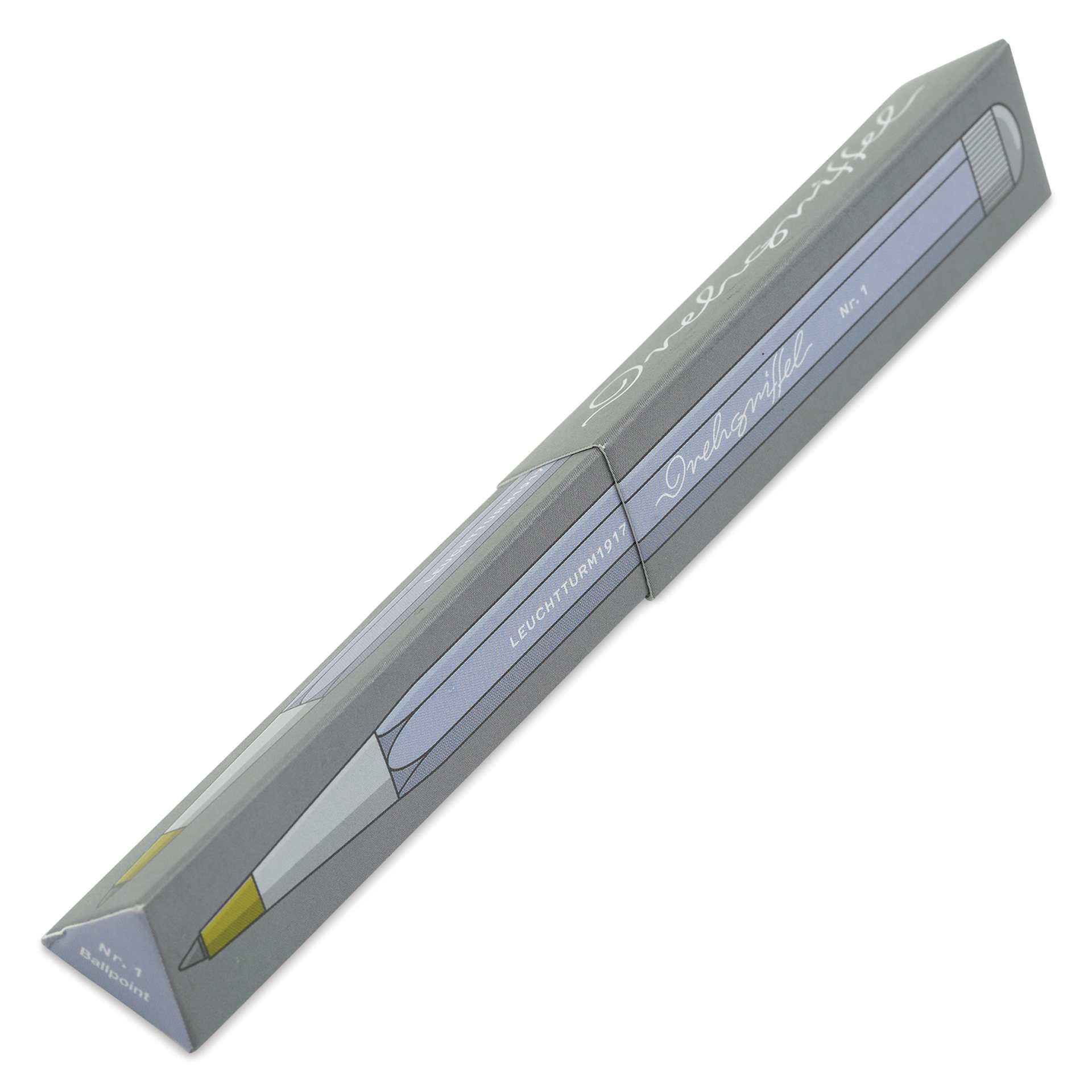 Leuchtturm1917 Drehgriffel Nr. 1 Ballpoint Pen - Lilac front of packaging, angled view