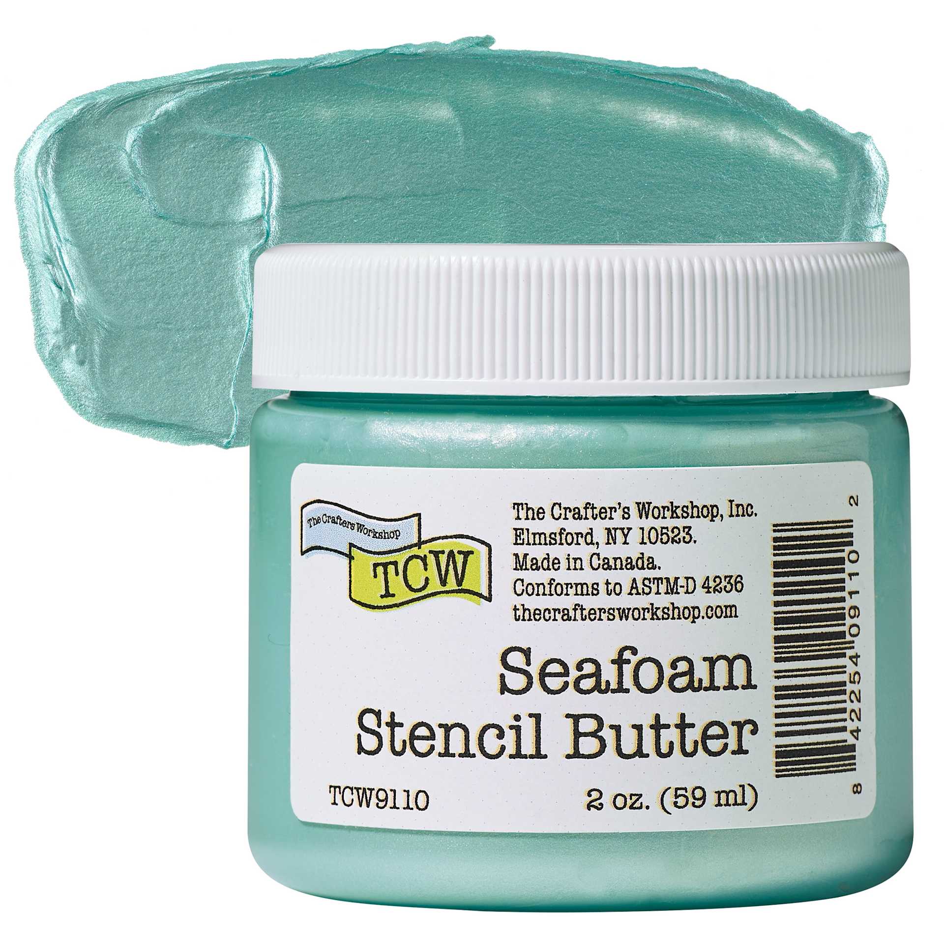 Stencil Butter Acrylic Paint - Seafoam, 2 oz, Jar and swatch