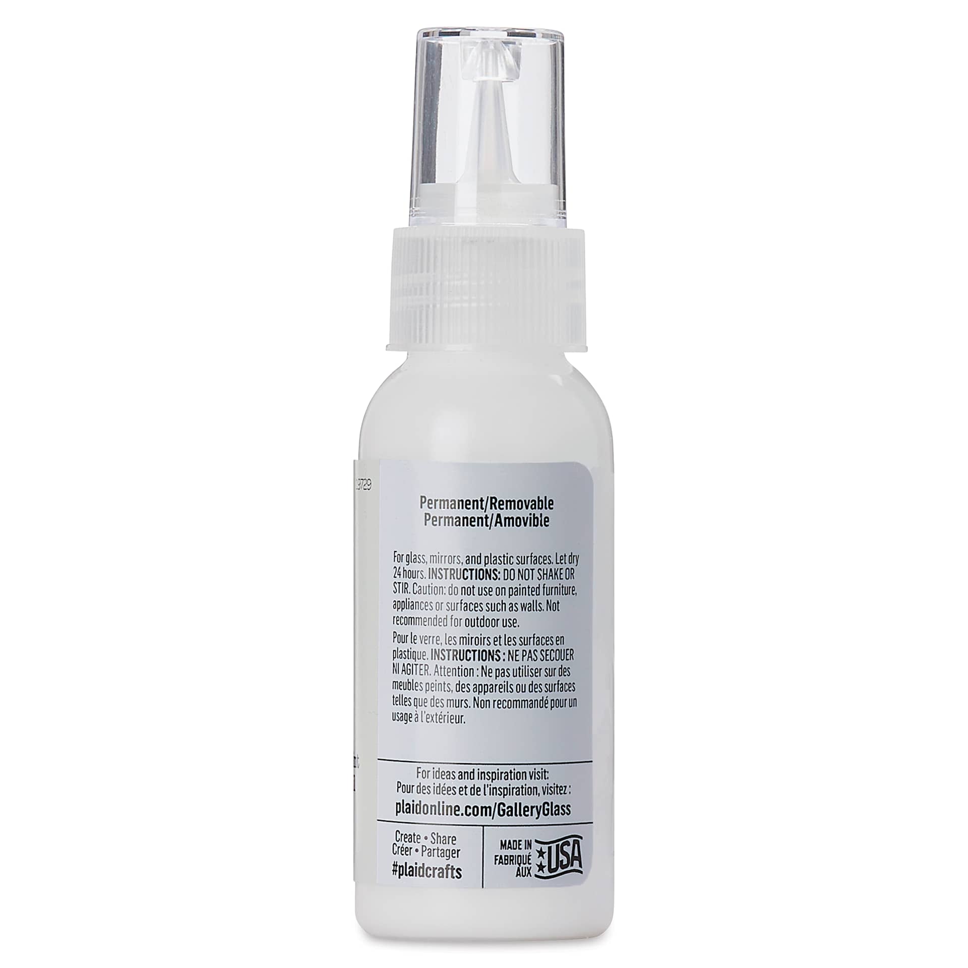 Gallery Glass Paint - Snow White, 2 oz (Back of bottle)