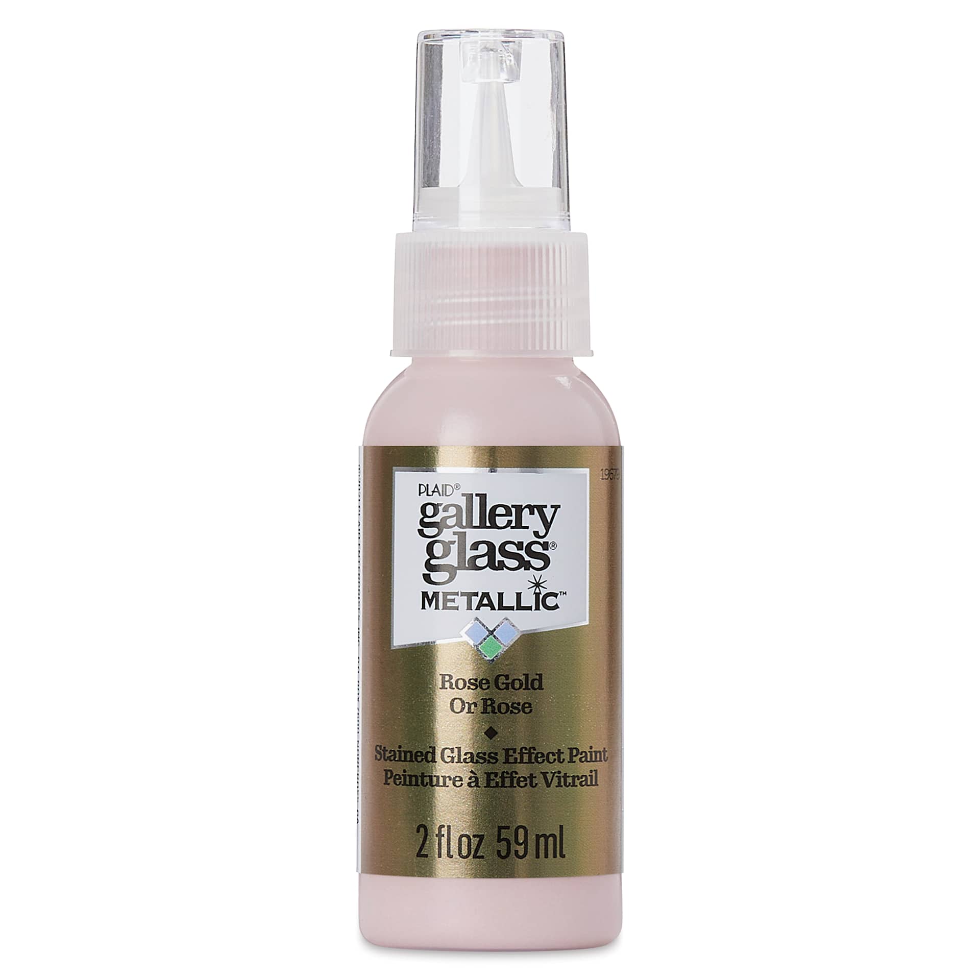 Gallery Glass Paint - Metallic Rose Gold, 2 oz (Front of bottle)