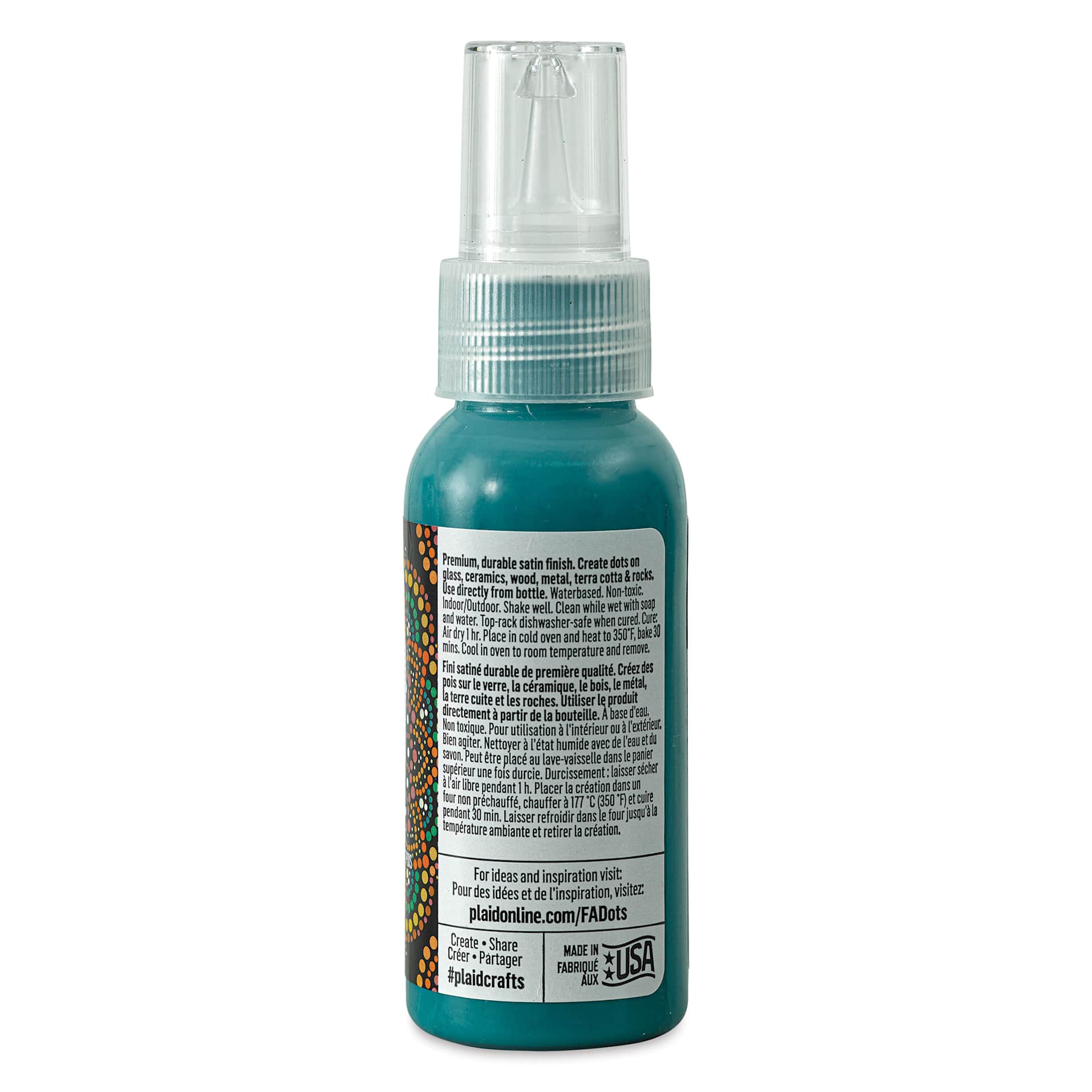 FolkArt Dots Acrylic Paint - Silky Peacock, 2 oz (Back)
