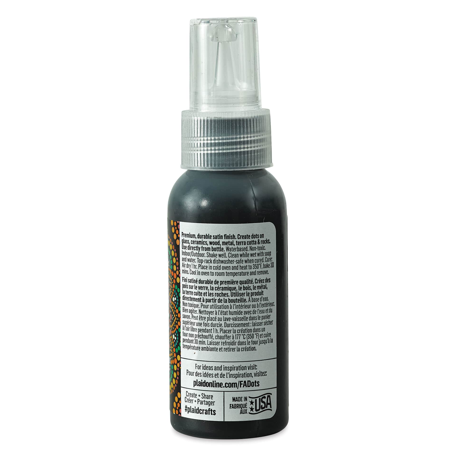 FolkArt Dots Acrylic Paint - Black Magic, 2 oz (Back)