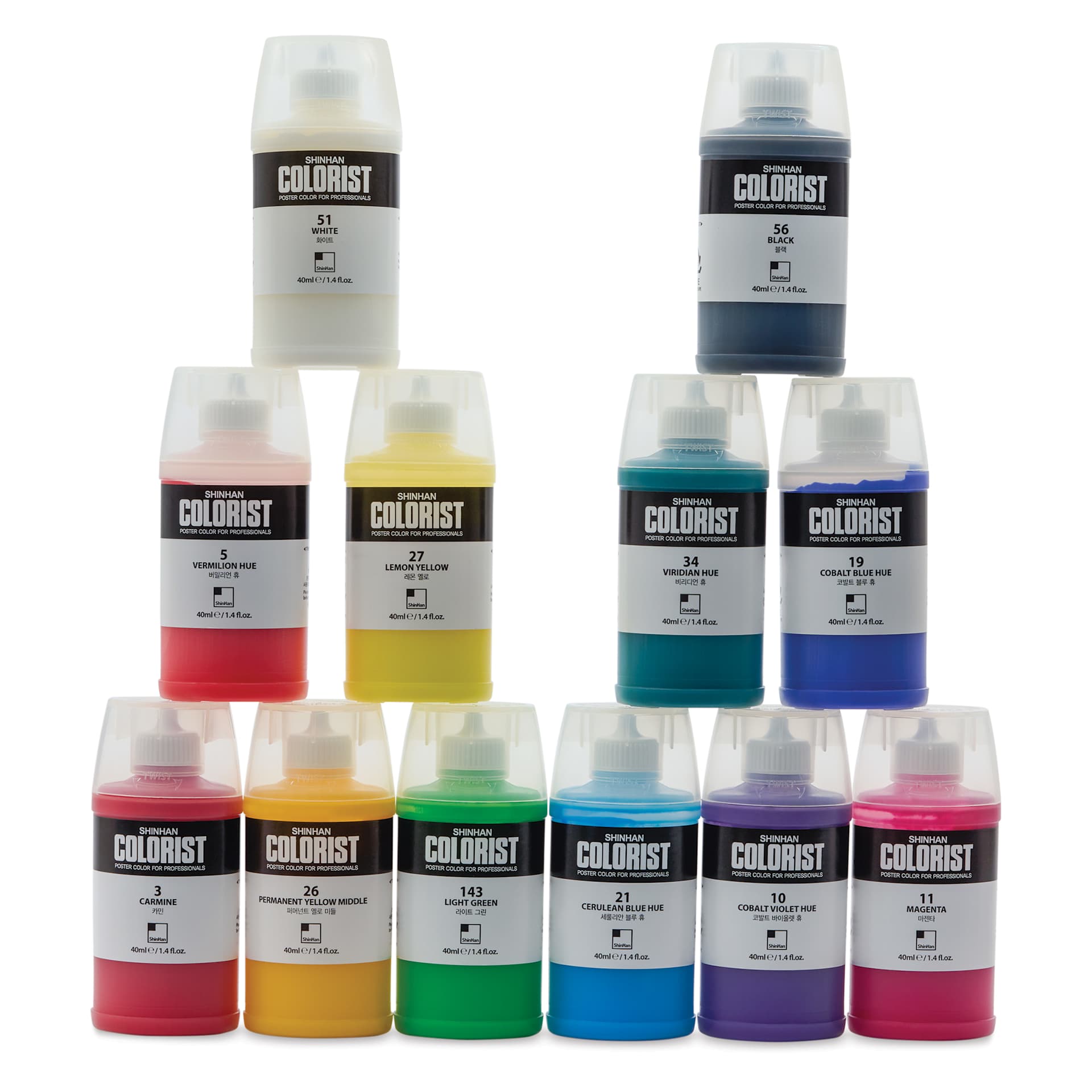 ShinHan Colorist Poster Color Paints - Set of 12, Assorted Colors, 40 ml