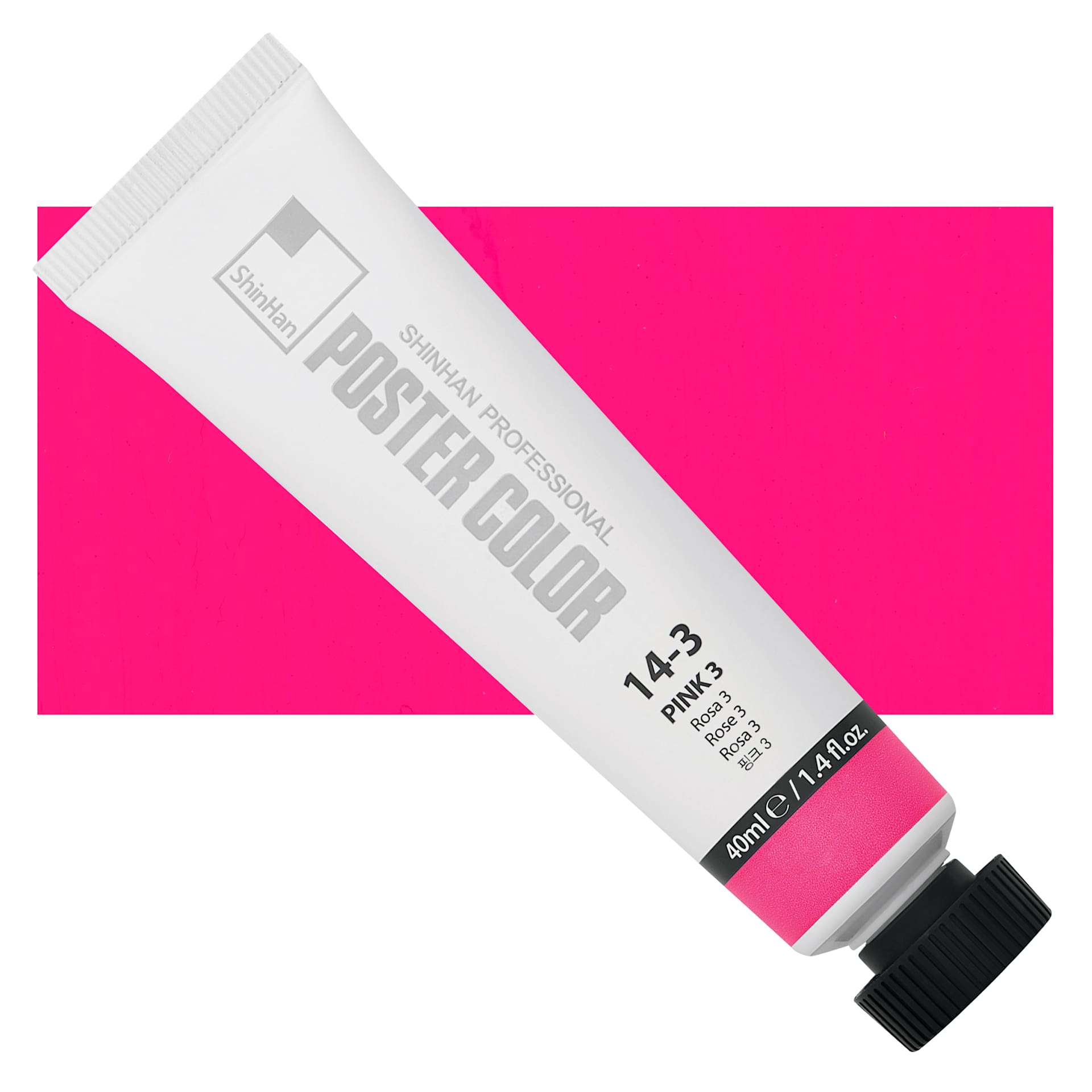 ShinHan Professional Poster Color Paint - Pink 3, 40 ml tube and swatch