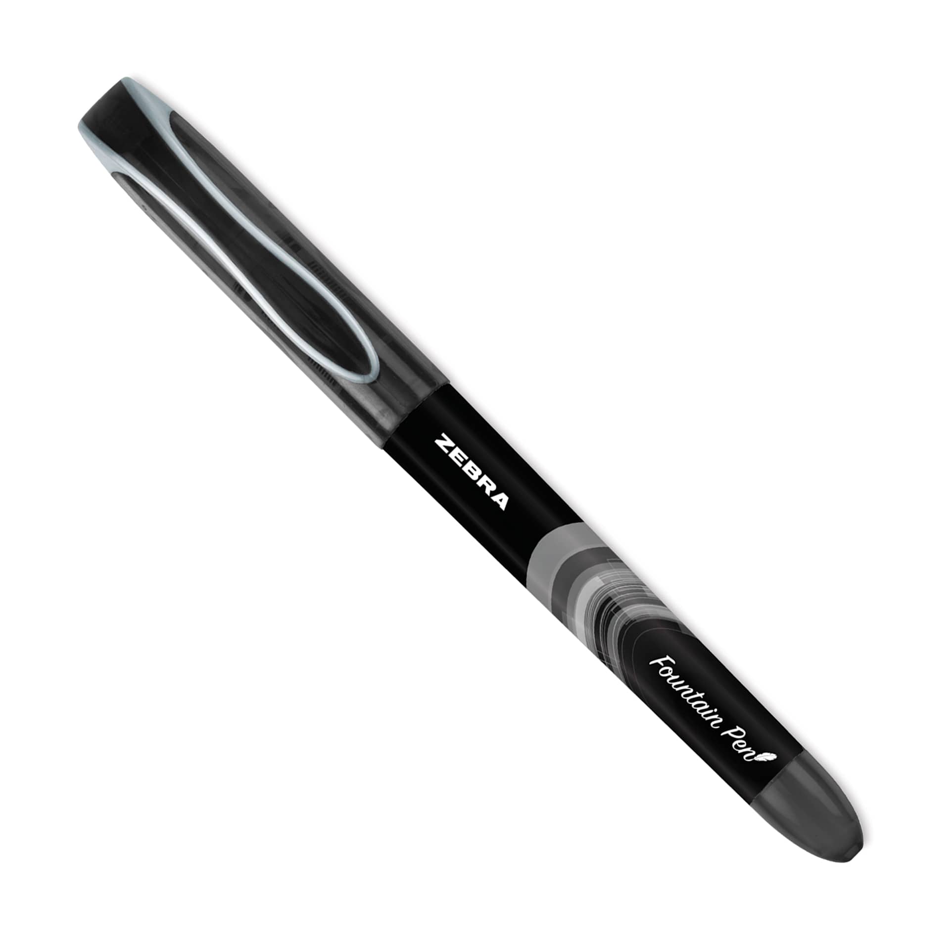 Zebra Fountain Pen - Black, cap on