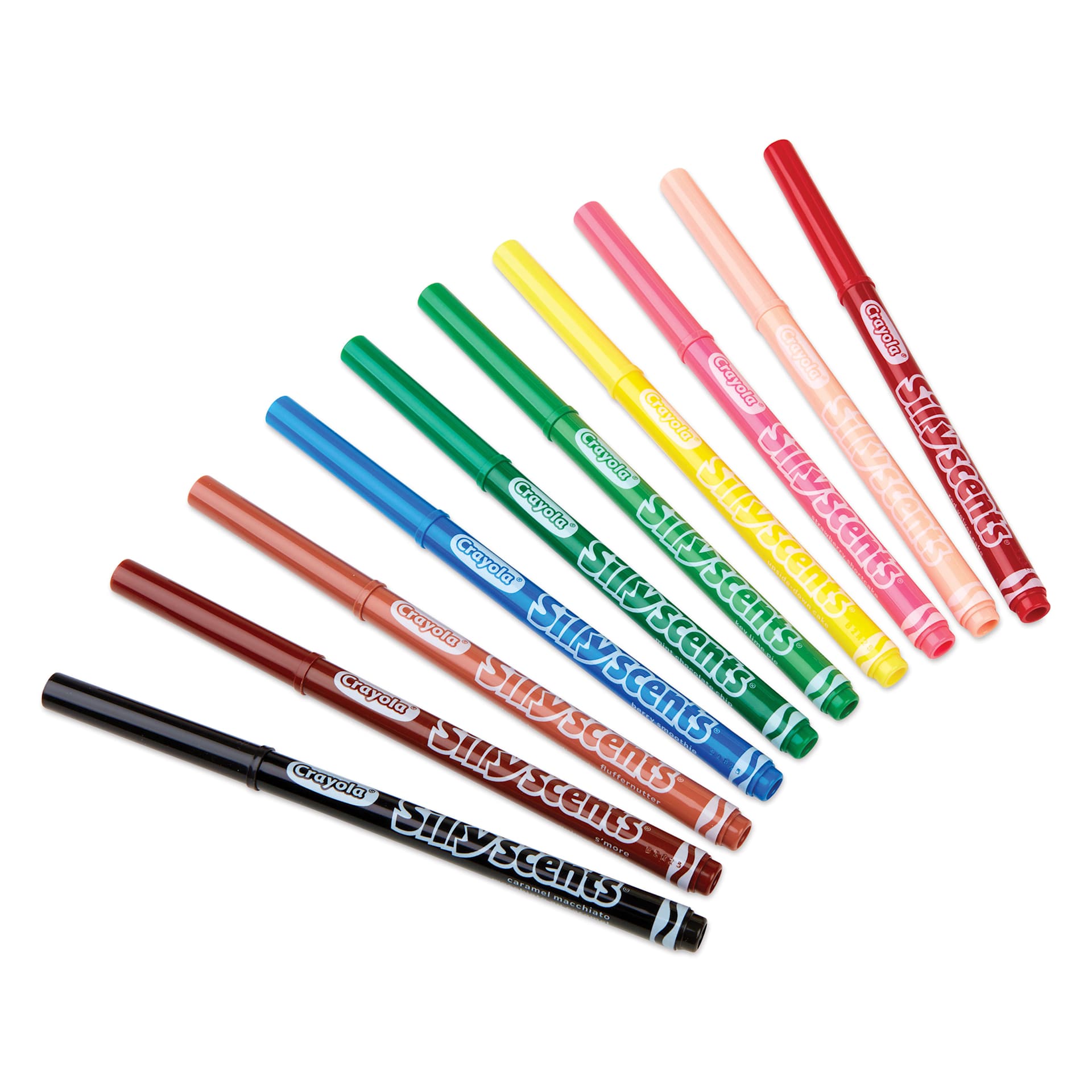 Crayola Silly Scent Smashups Markers - Set of 10, Fine Tip, markers fanned out