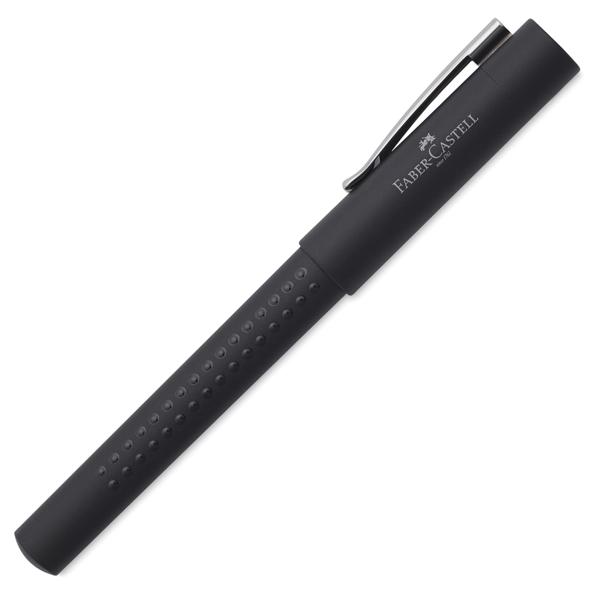 Faber-Castell 2011 Grip Fountain Pen - Matte Black, Medium Nib, cap on