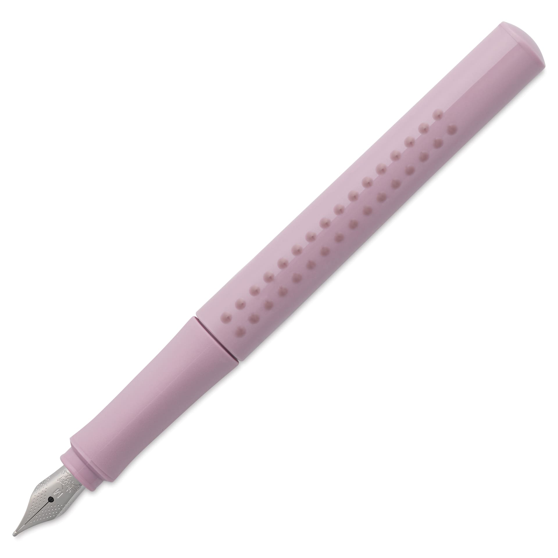 Faber-Castell 2010 Harmony Grip Fountain Pen - Rose Shadows, Medium Nib, cap off showing nib