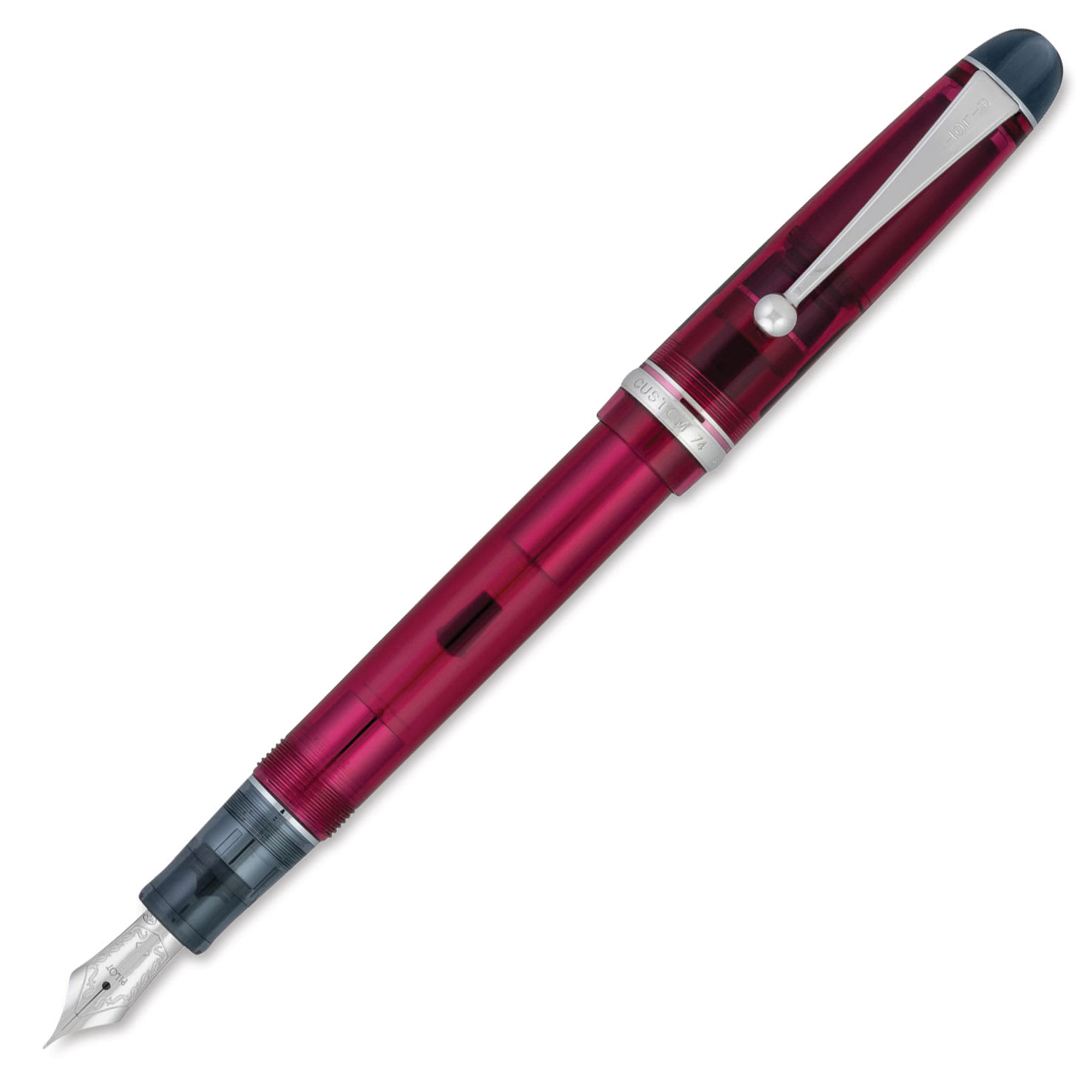 Pilot Custom 74 Fountain Pen - Merlot, Broad, cap off