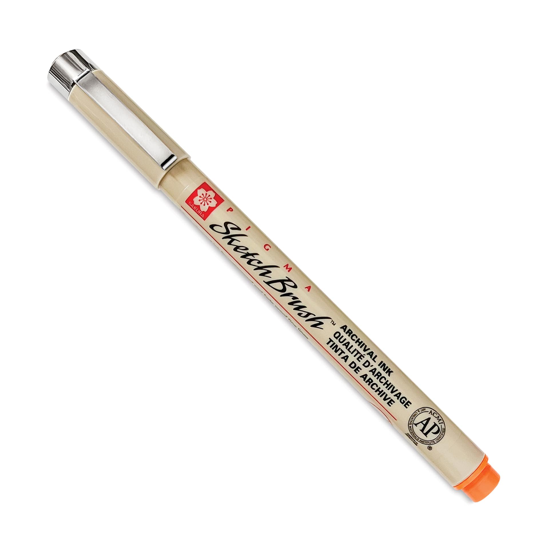 Sakura Pigma Sketch Brush Pen - Orange, cap on