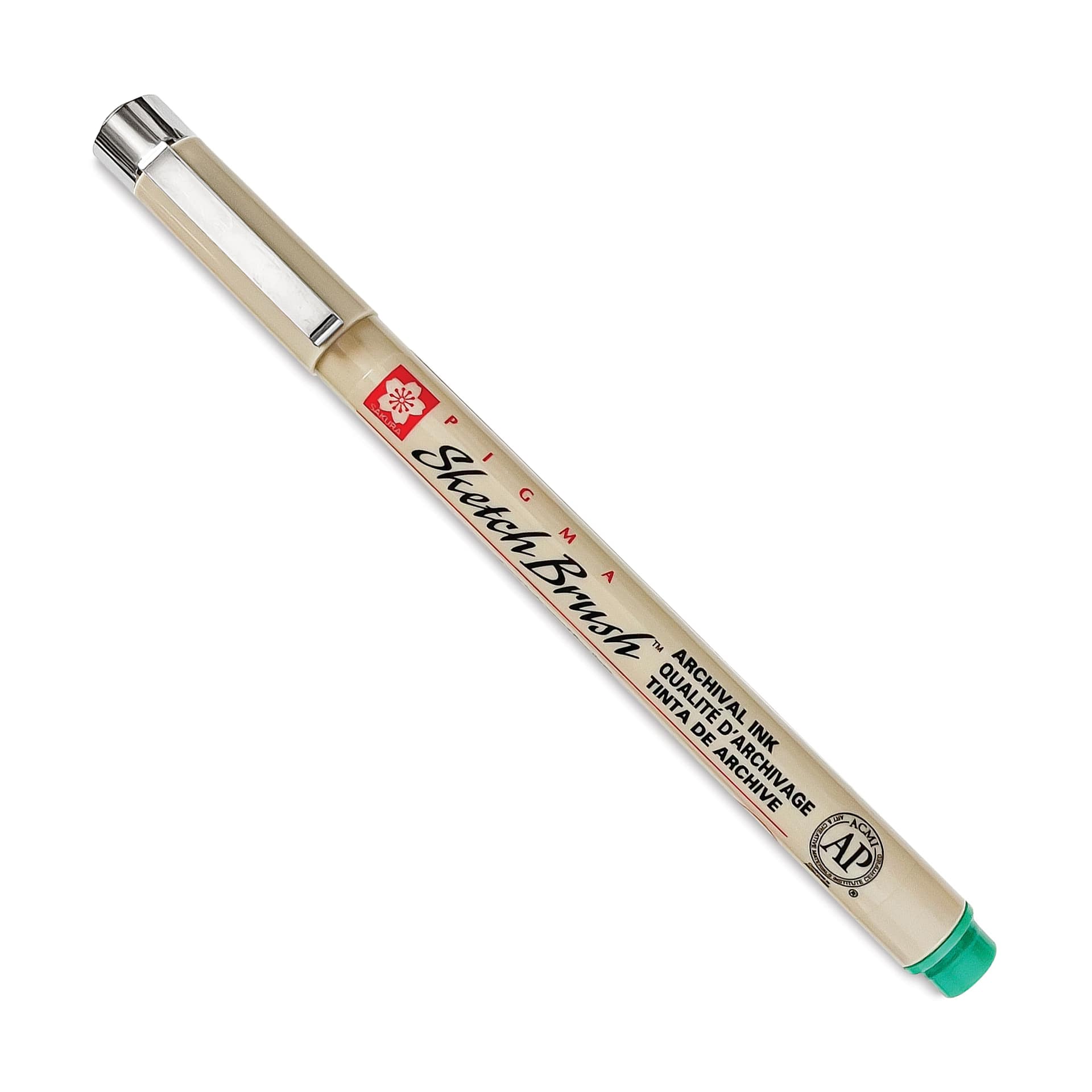 Sakura Pigma Sketch Brush Pen - Green, cap on