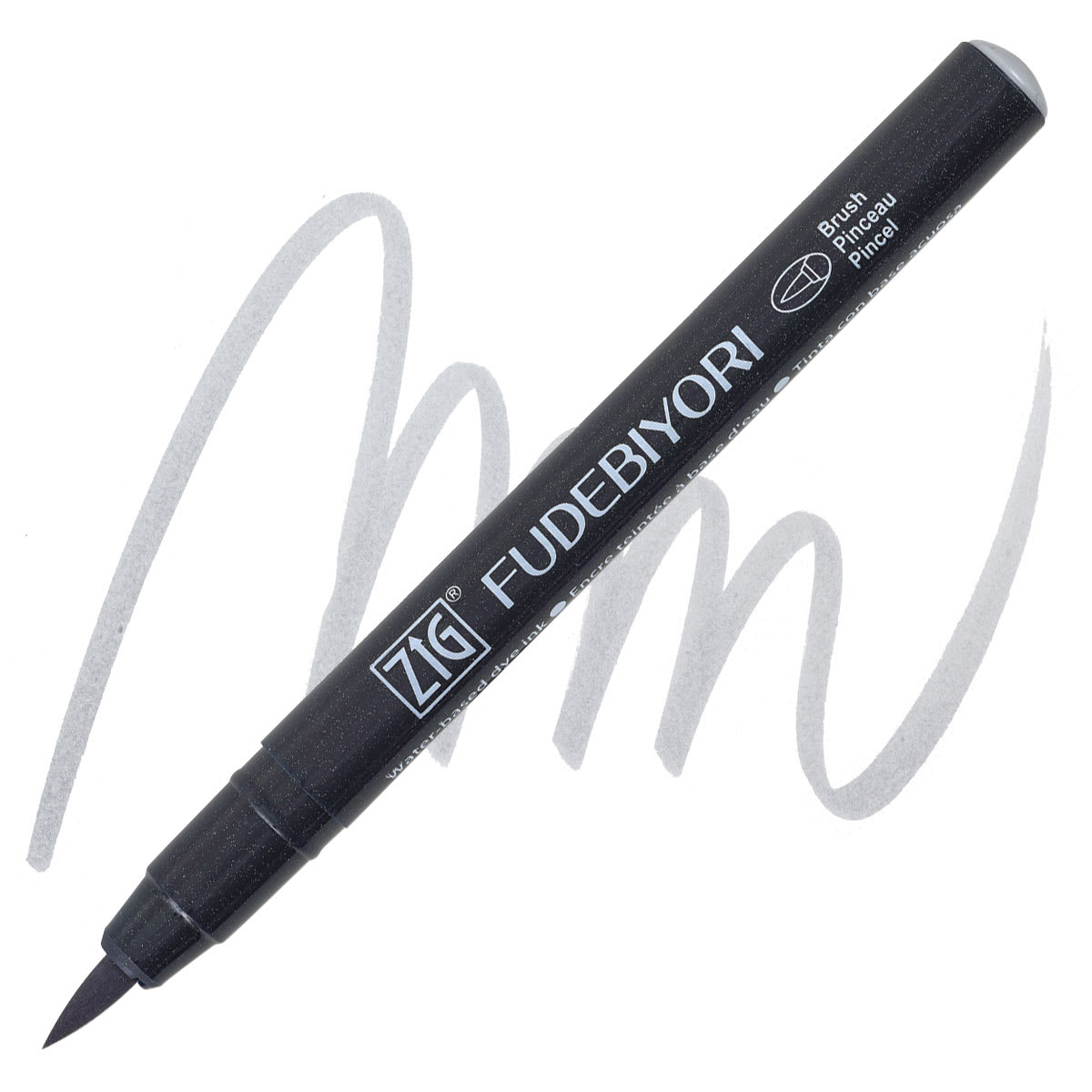 Zig Fudebiyori Brush Pen - Light Gray pen and swatch