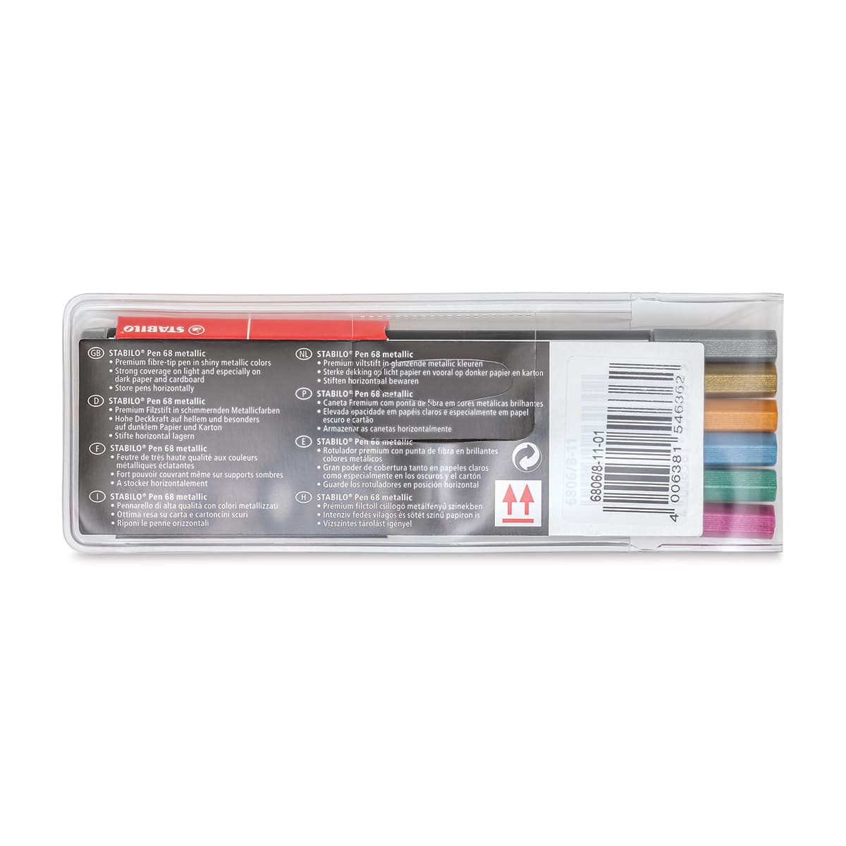 Stabilo Pen 68 Metallic Pens - Set of 6 - back of packaging