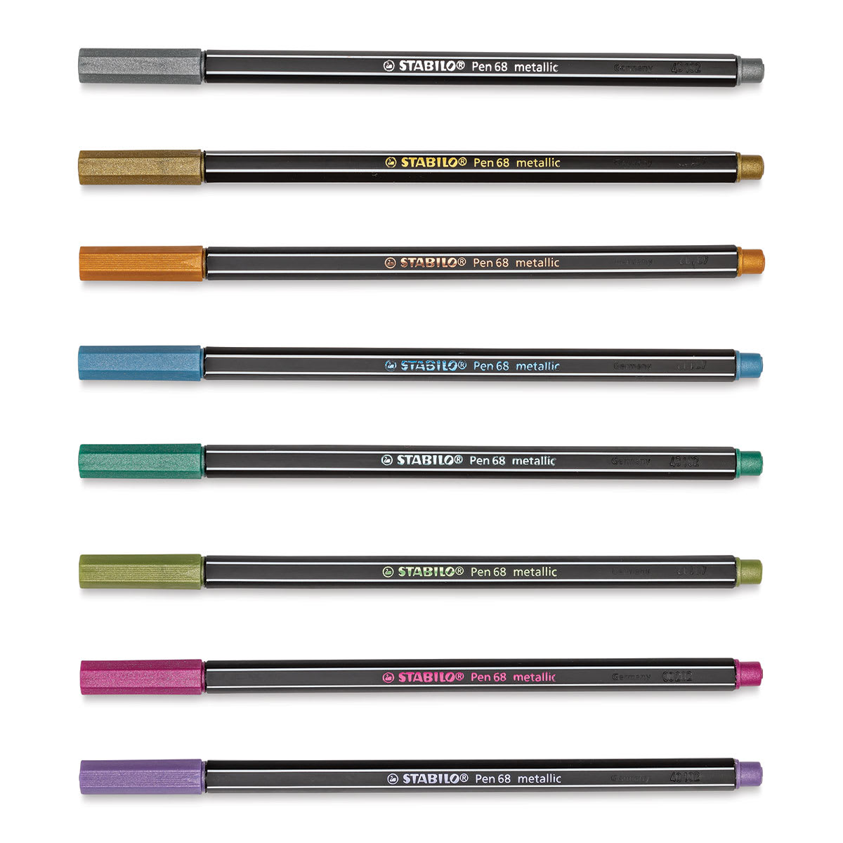 Stabilo Pen 68 Metallic Pens - Set of 8 - with caps on
