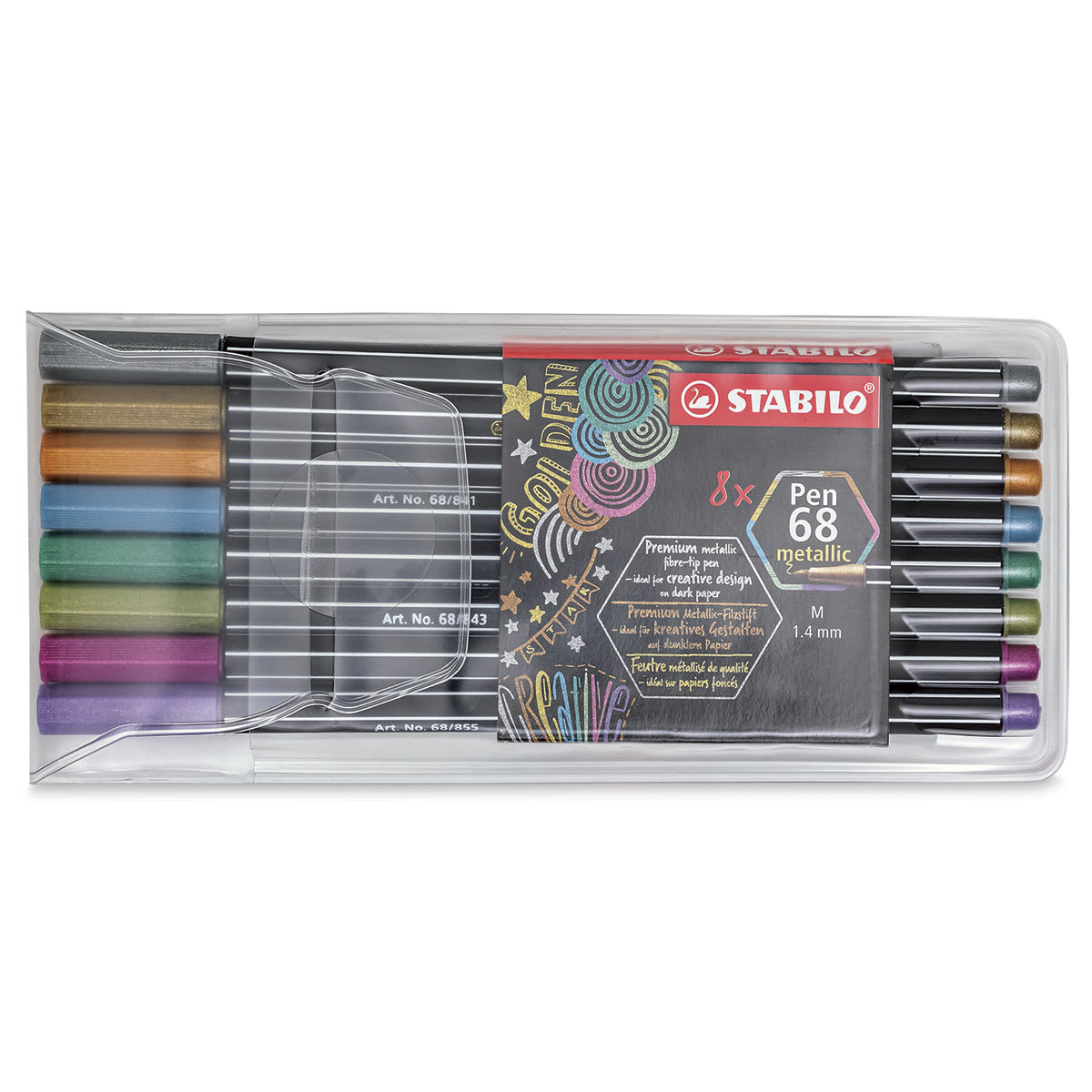 Stabilo Pen 68 Metallic Pen Sets - Front of package of Set of 8 pens