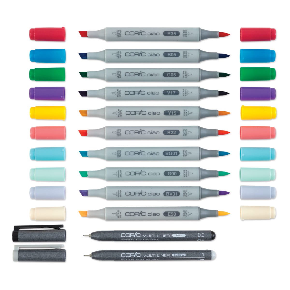 Copic Ciao Sparkle Set (Markers with caps off)