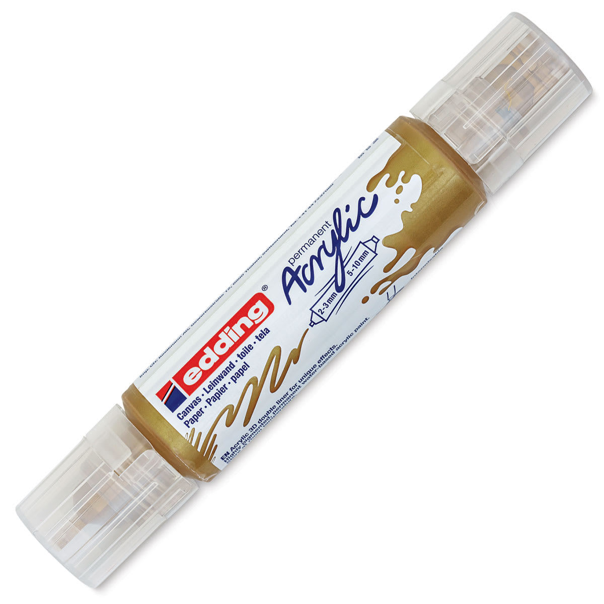 Edding 5400 Acrylic Double Ended Paint Marker - Rich Gold 924, Cap On