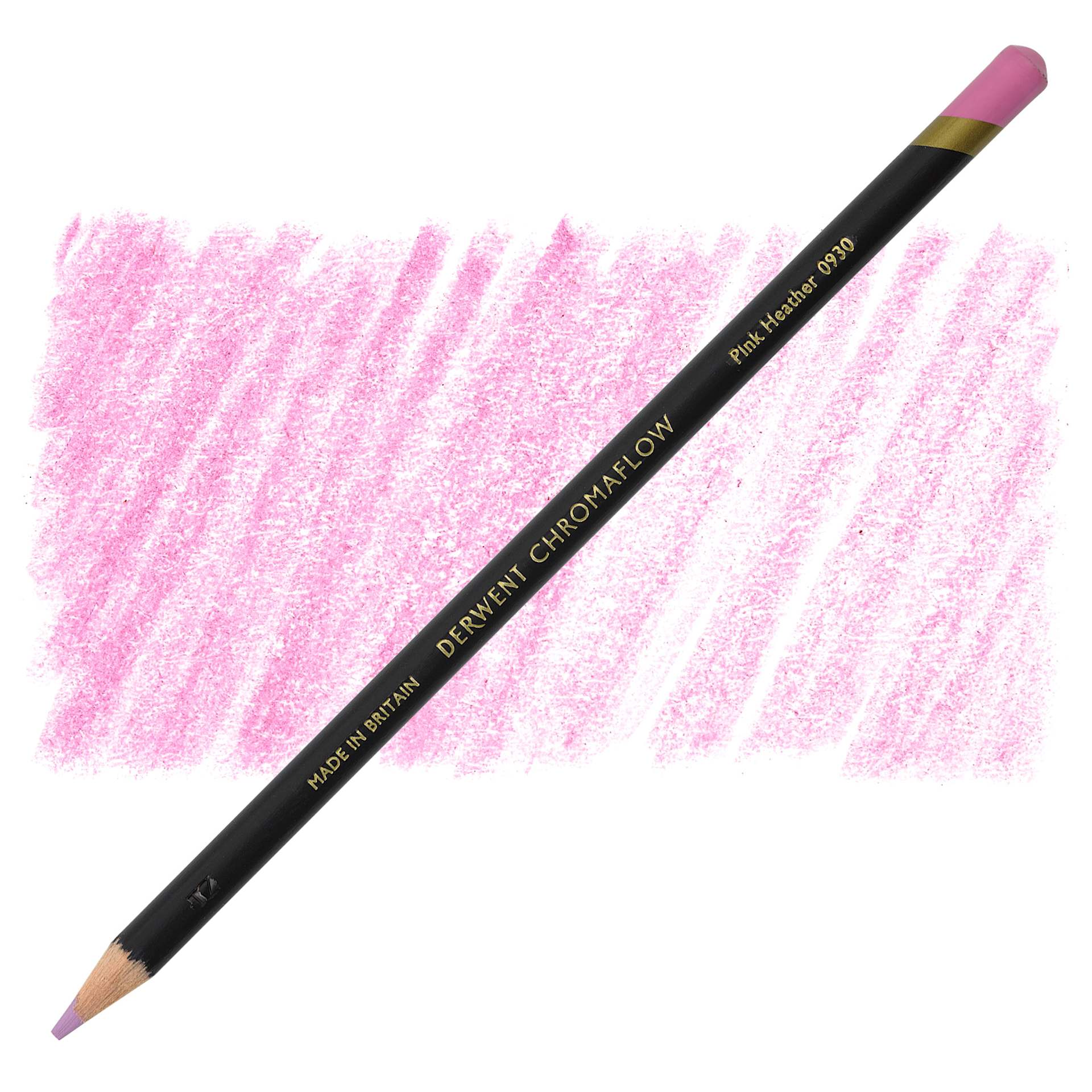 Derwent Chromaflow Colored Pencil - Pink Heather, swatch and block
