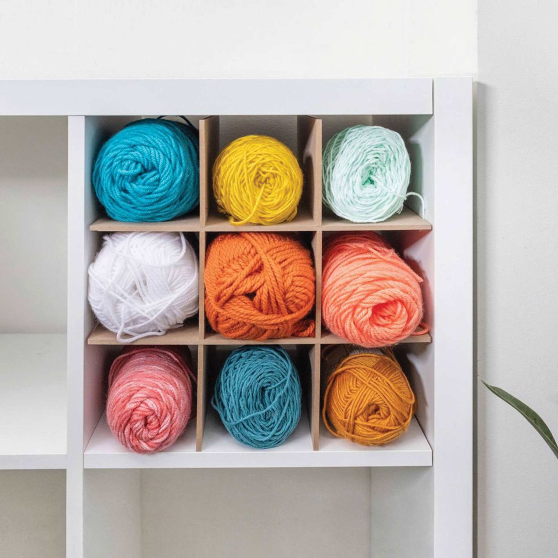 We R Memory Keepers Cubby Storage Divider - 9 Slot Cubby Insert (Insert filled with yarn)