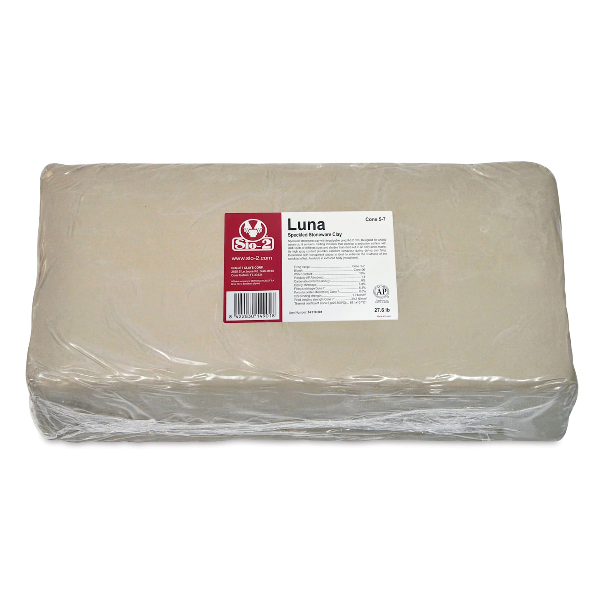 Sio-2 Luna Speckled Stoneware Clay - front of packaging