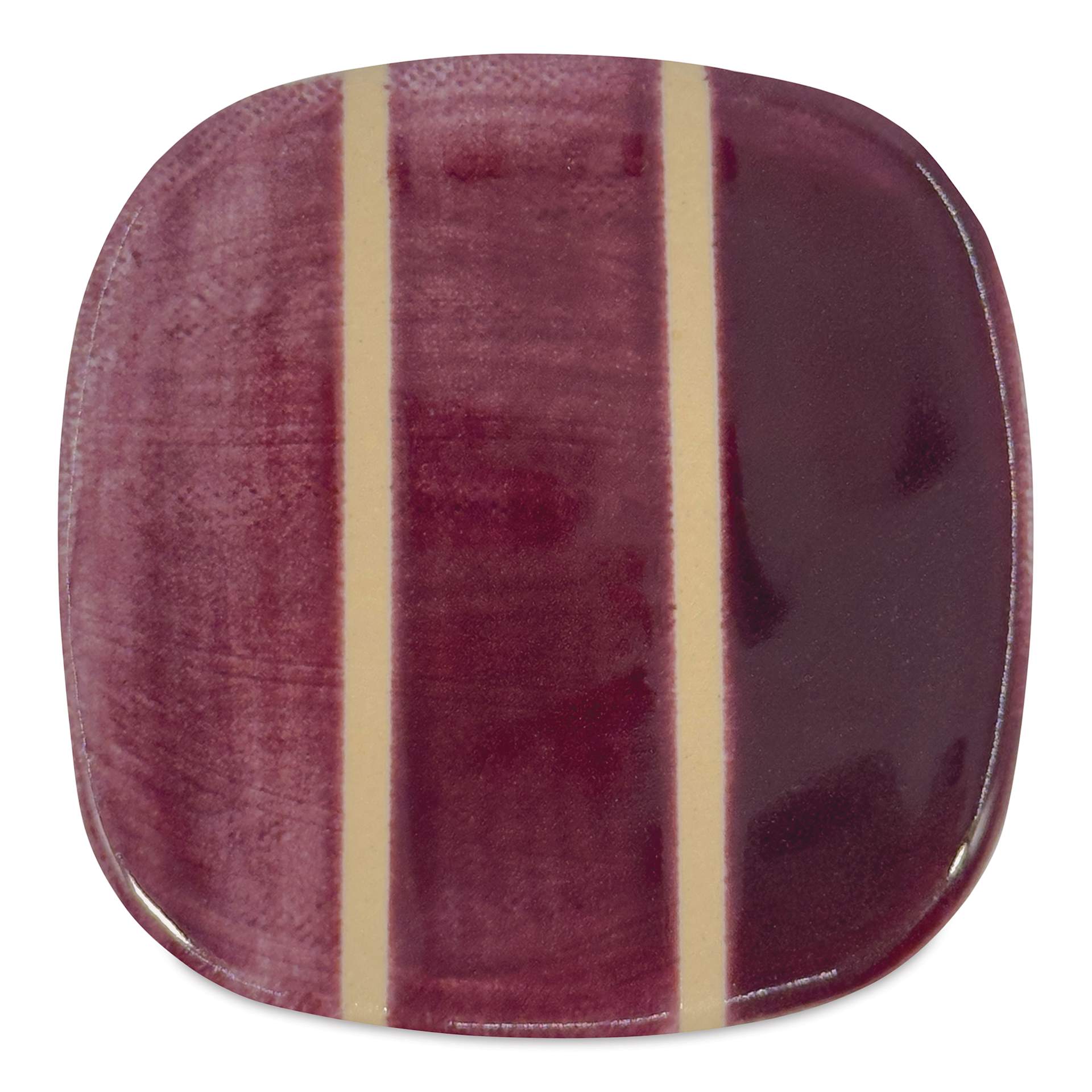 Speedball Mid-Fire Glaze - Blackcurrant - application tile (varied thickness layers)