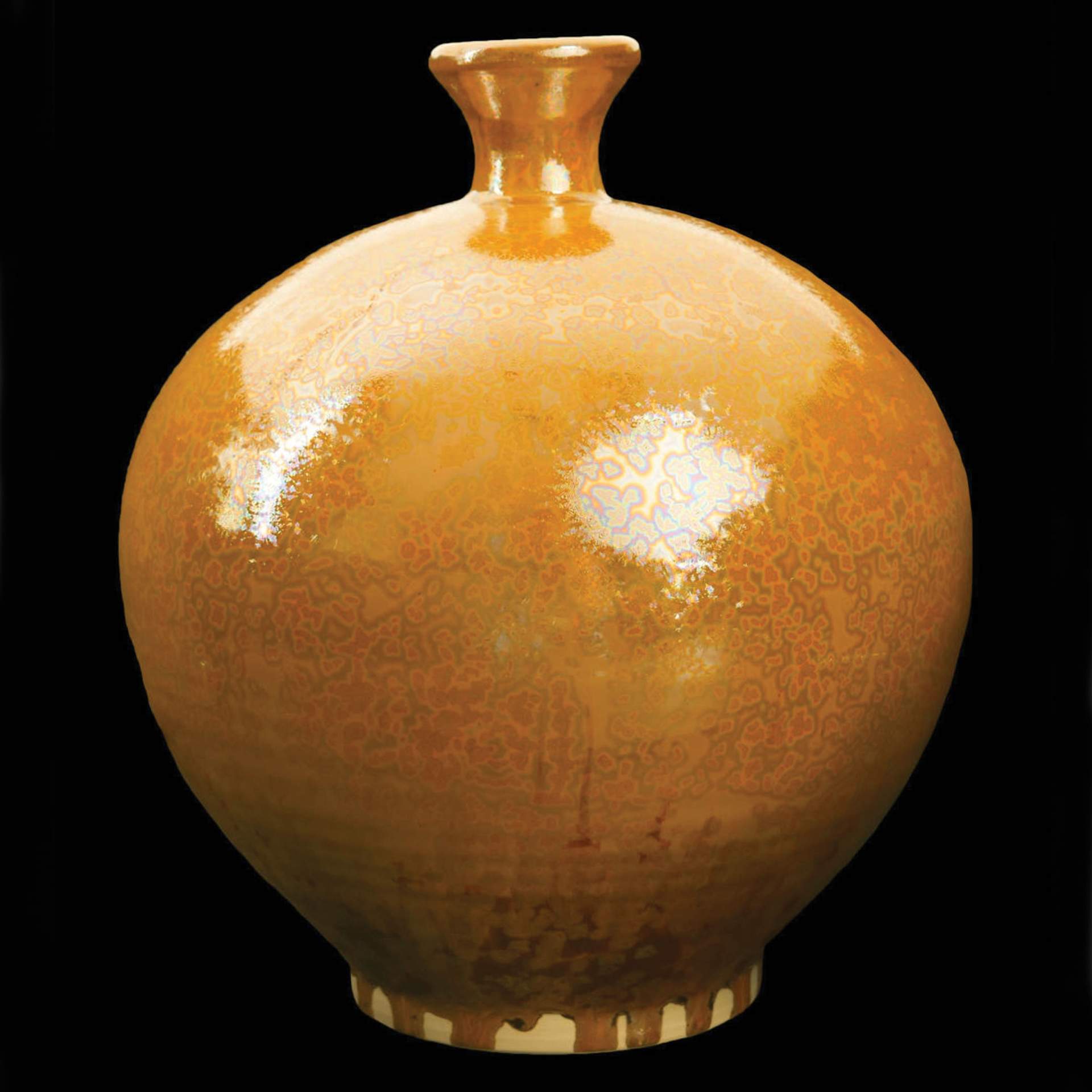 Amaco Cosmos Glaze - CO-7 Solar Flare finished vase example
