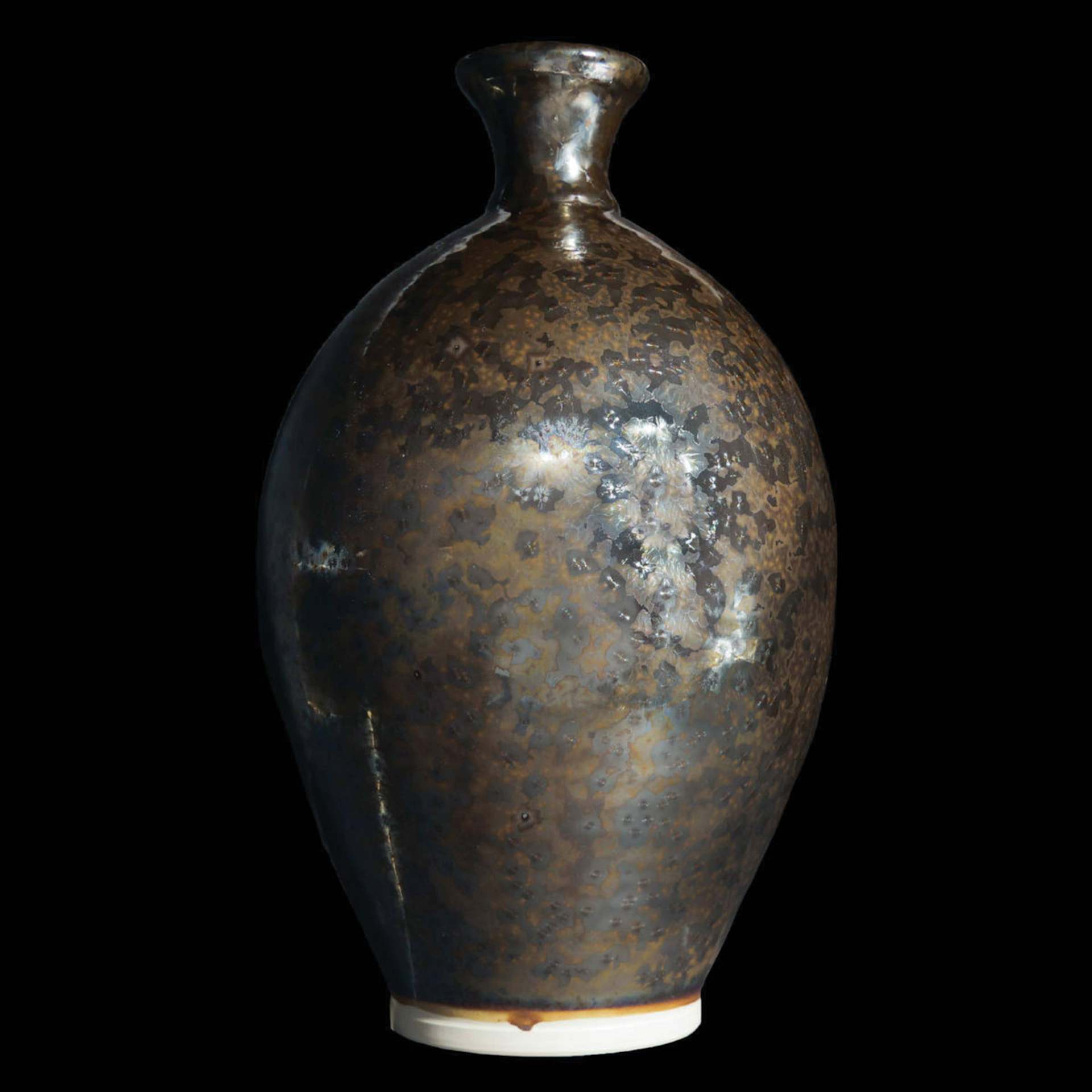 Amaco Cosmos Glaze - CO-14 Solar Rainbow finished vase example