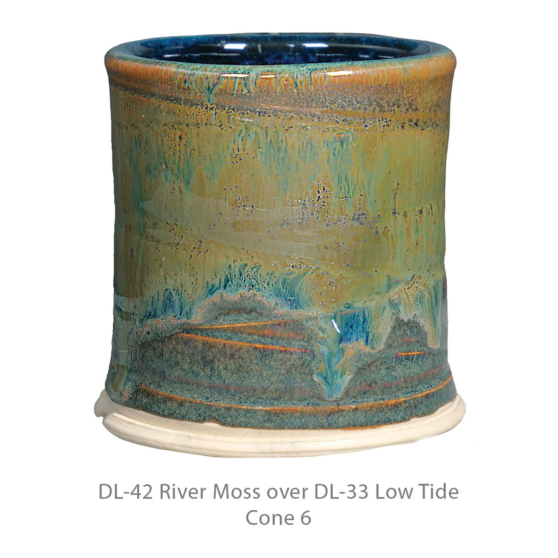DL-42 River Moss over DL-33 Low Tide. Cone 6.