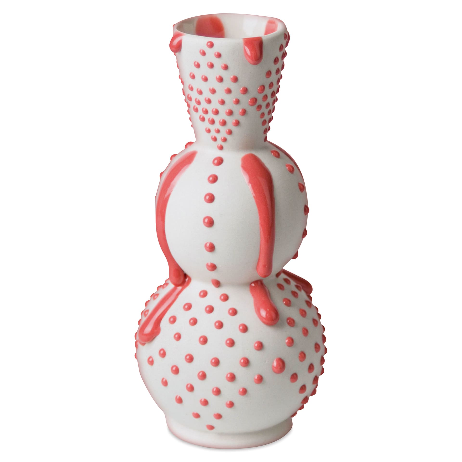 Ritual Glaze By Mayco Melt Gloop Glaze - Hot Pink applied to vertical vessel