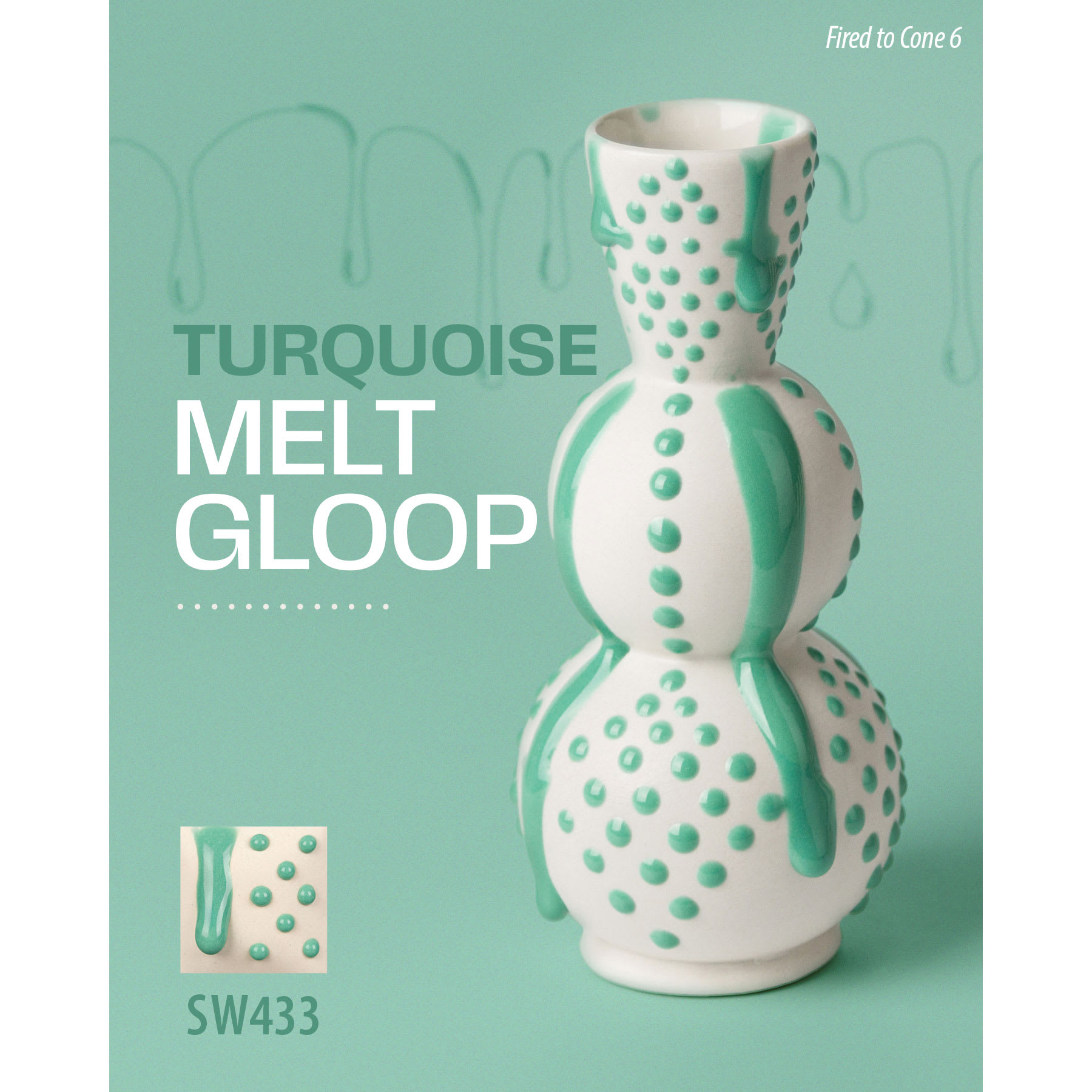 Turquoise Melt Gloop, Fired to Cone 6